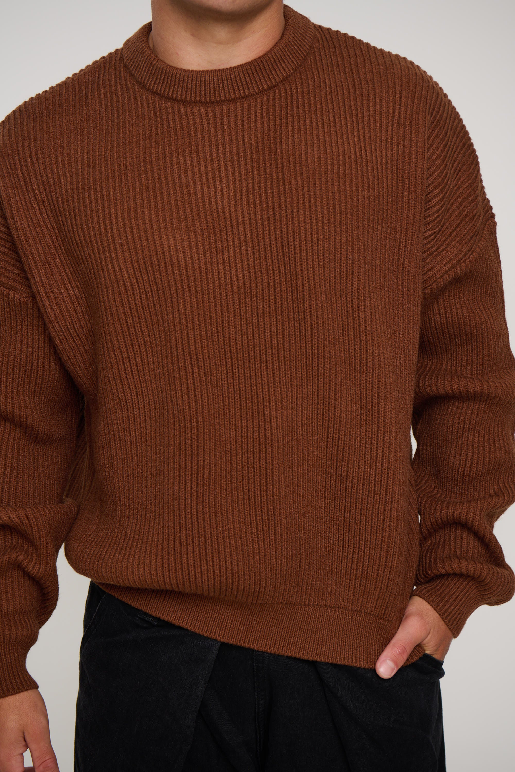 Drop Sleeve Heavy Knit Choc