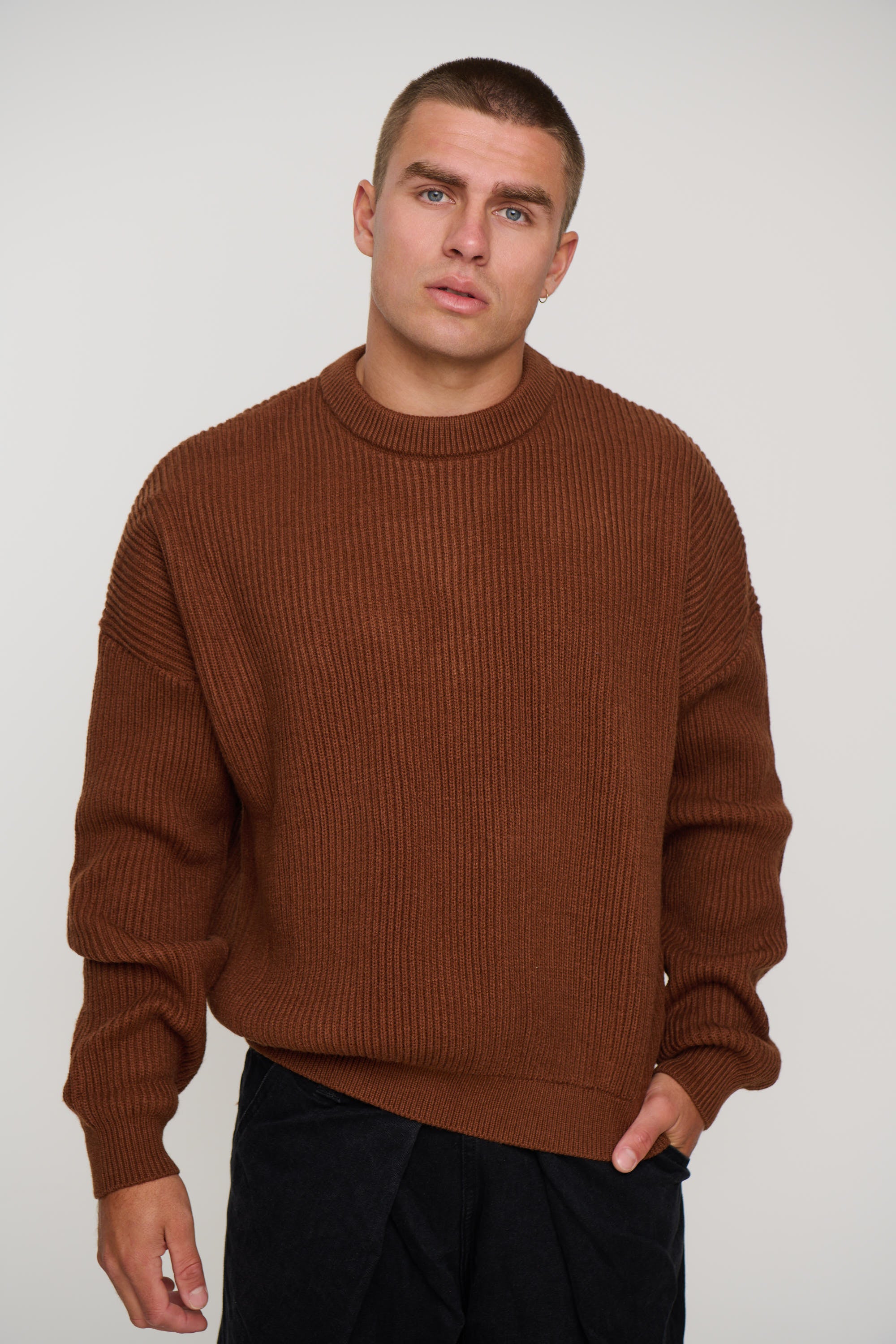 Drop Sleeve Heavy Knit Choc