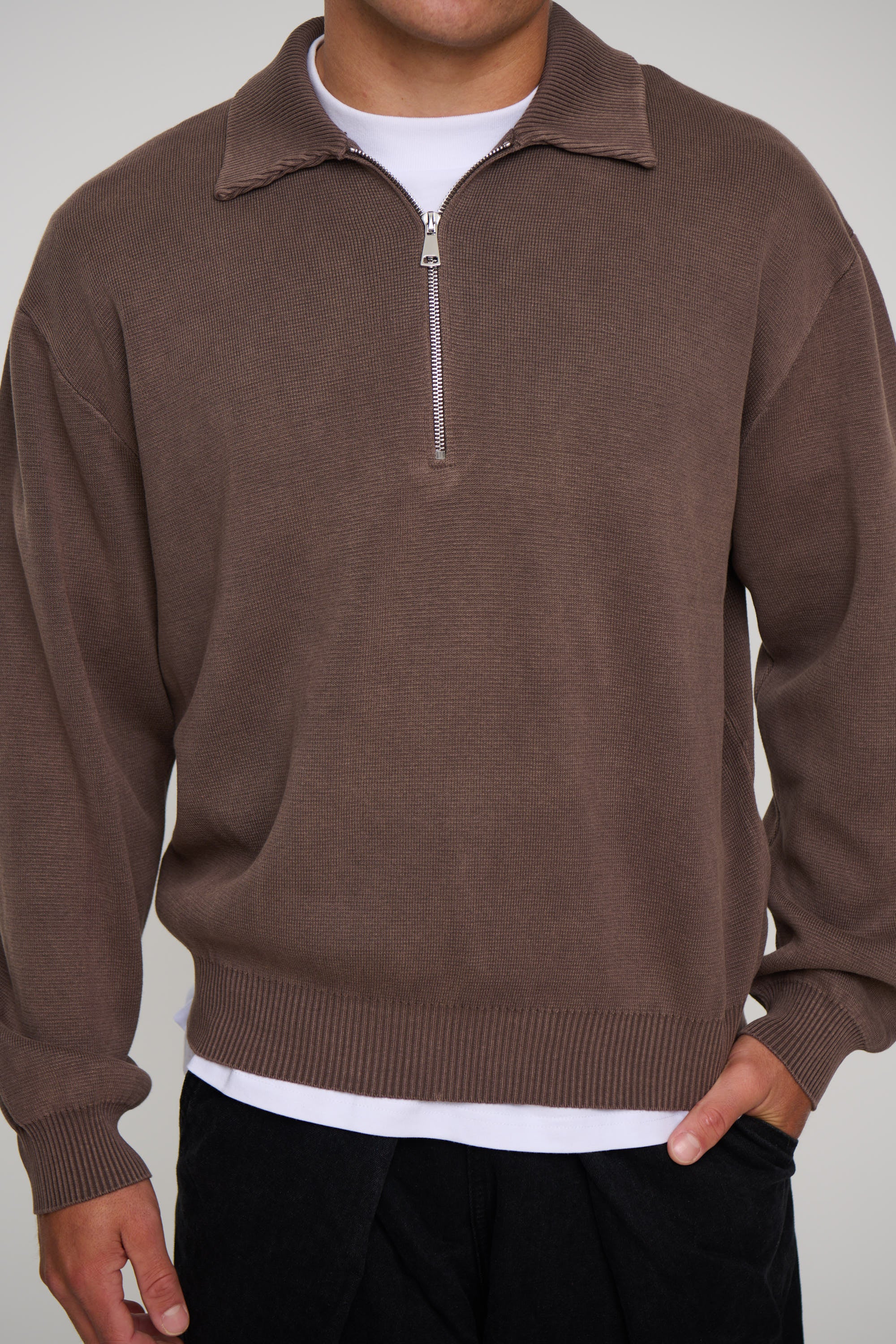 Calin Zip Up Knit Choc