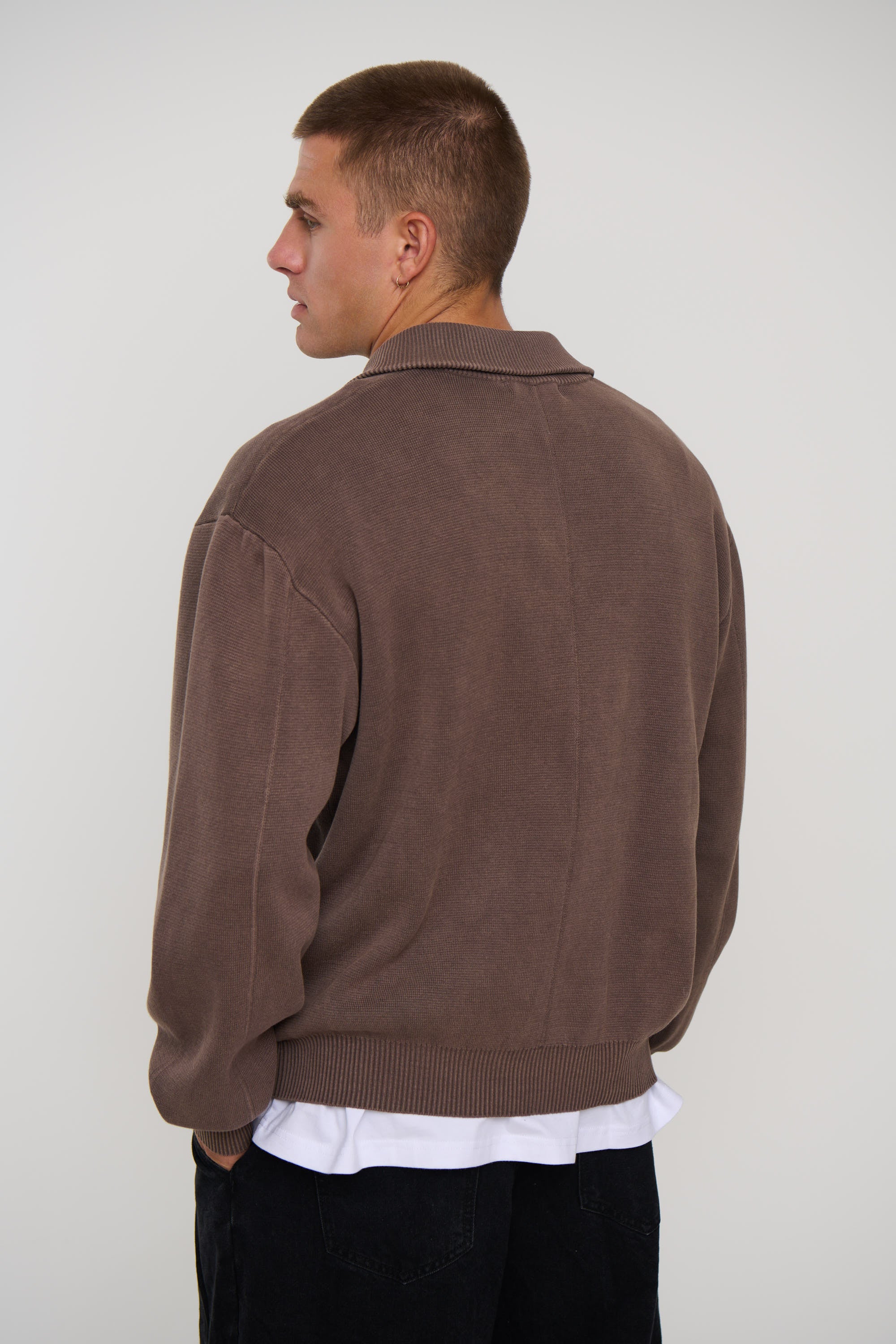 Calin Zip Up Knit Choc