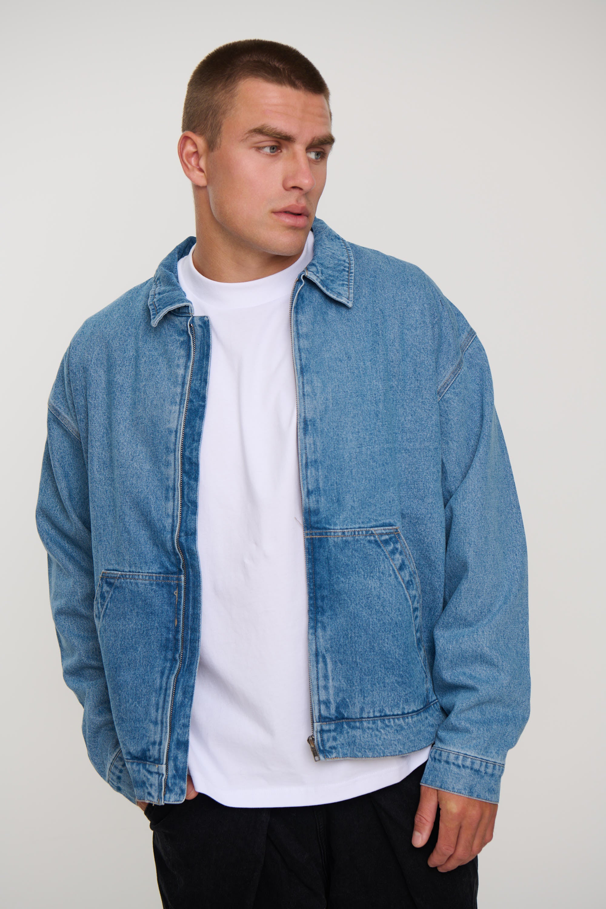 Denim Structure Jacket Blue
