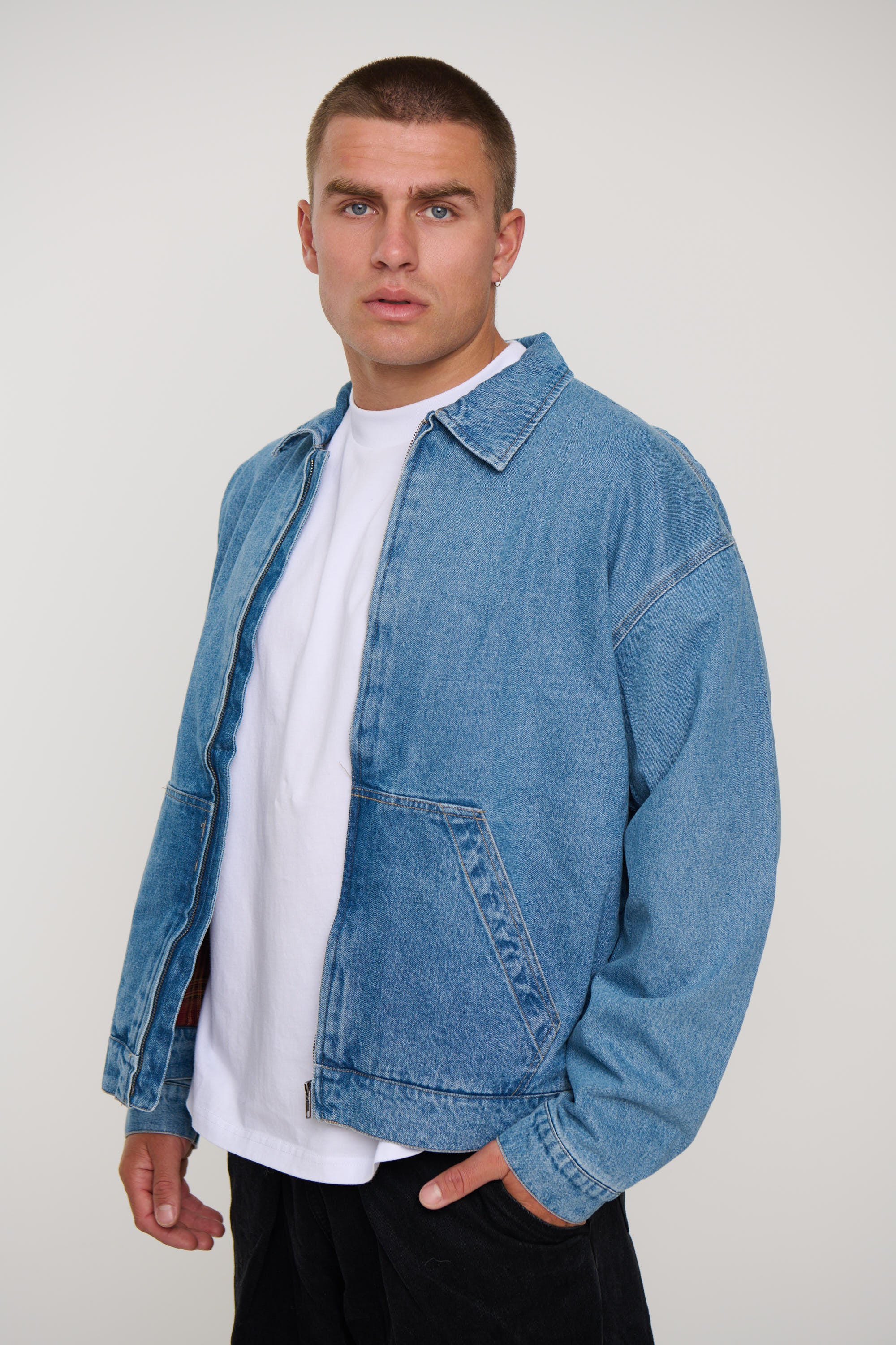 Denim Structure Jacket Blue