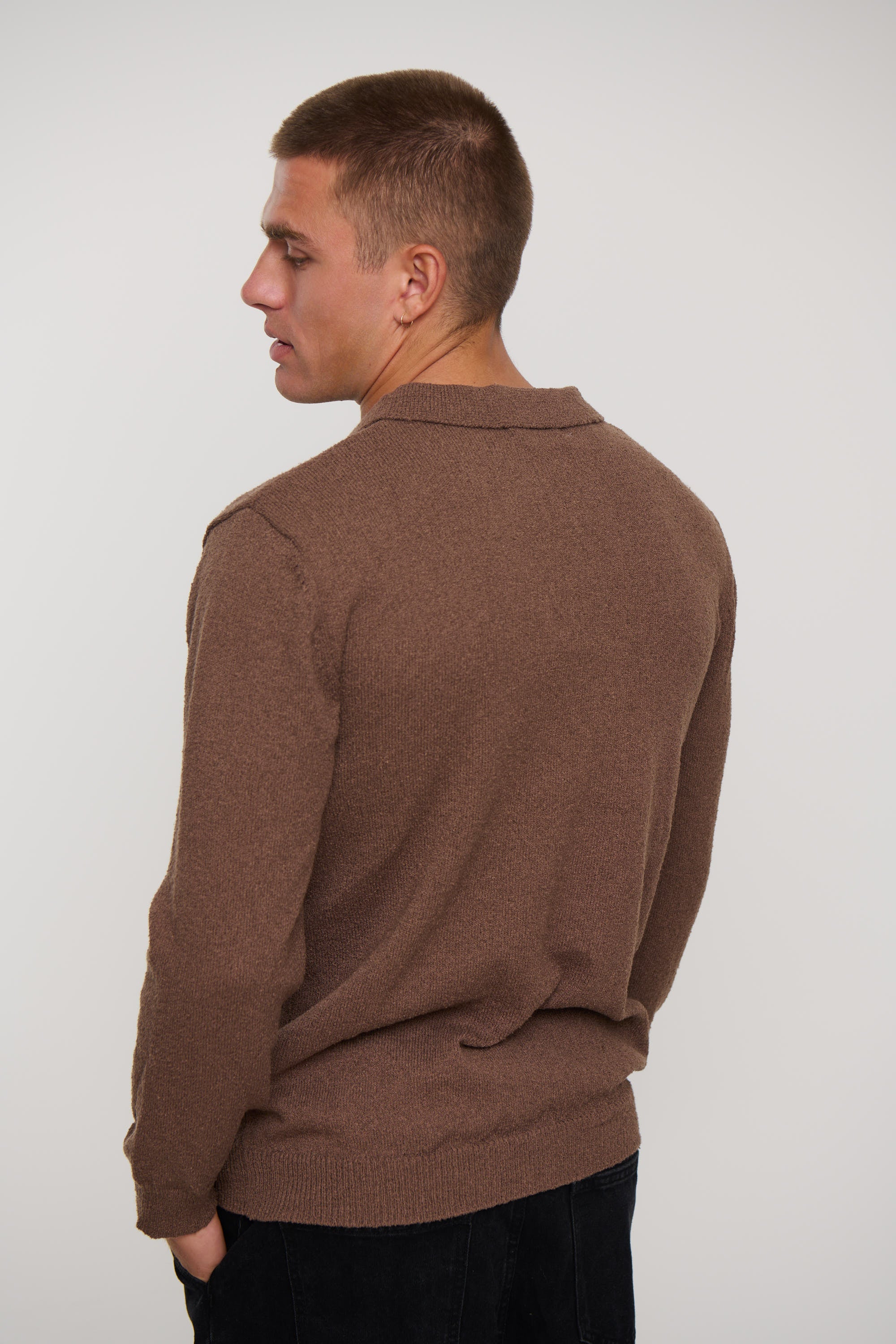Combed Long Sleeve Polo Choc