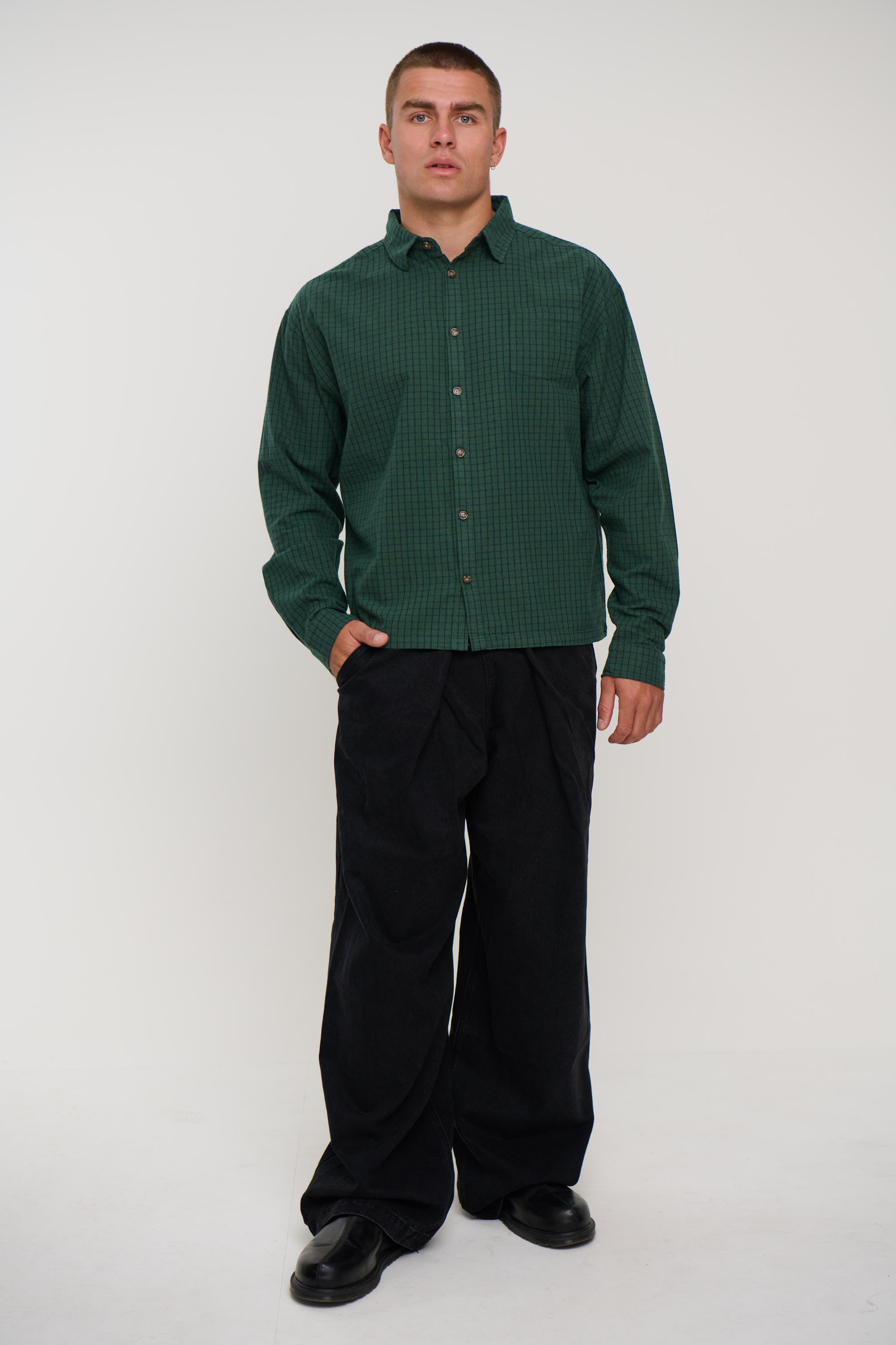 NTH Long Sleeve Check Shirt Army