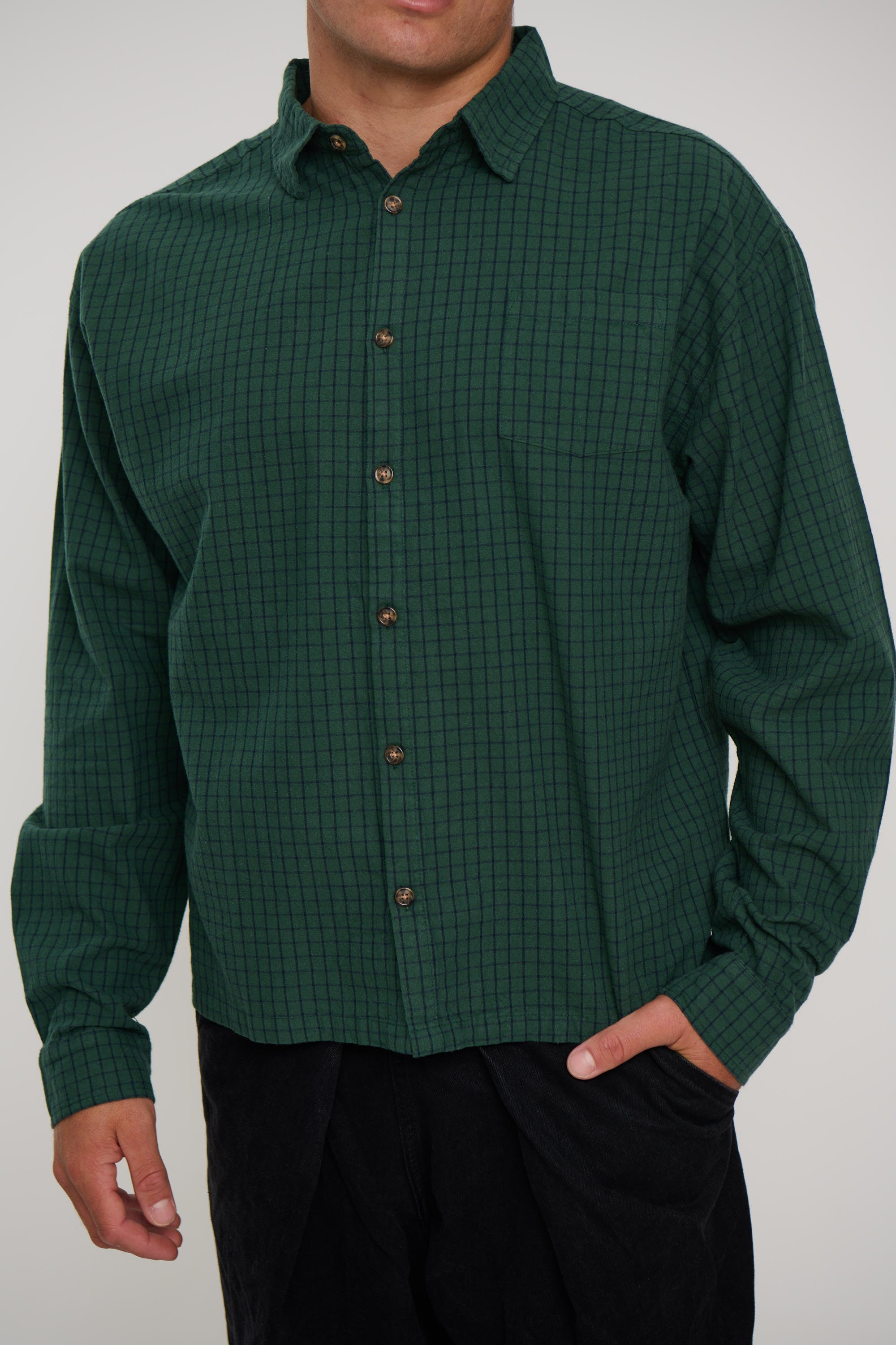 NTH Long Sleeve Check Shirt Army