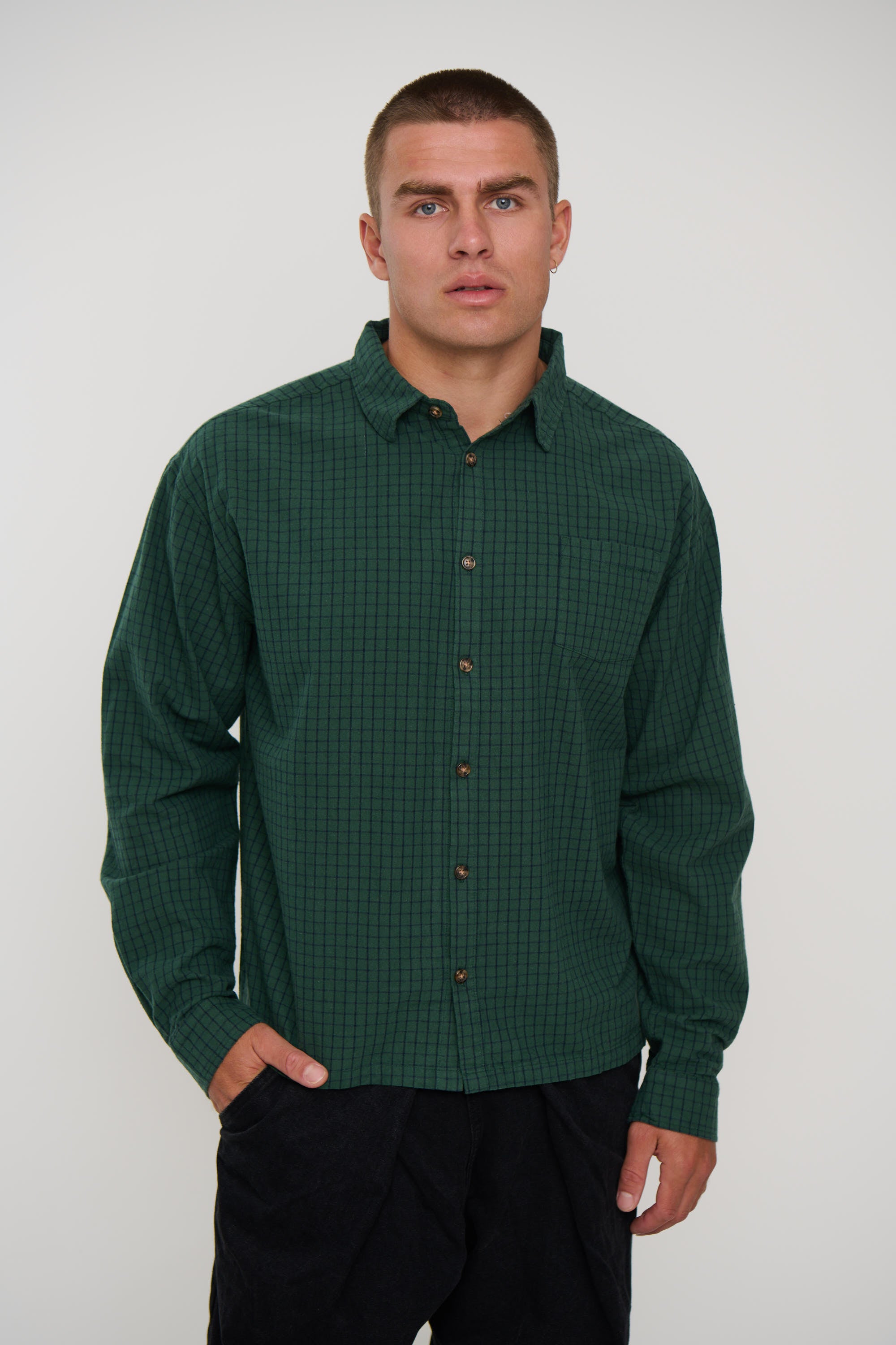 NTH Long Sleeve Check Shirt Army