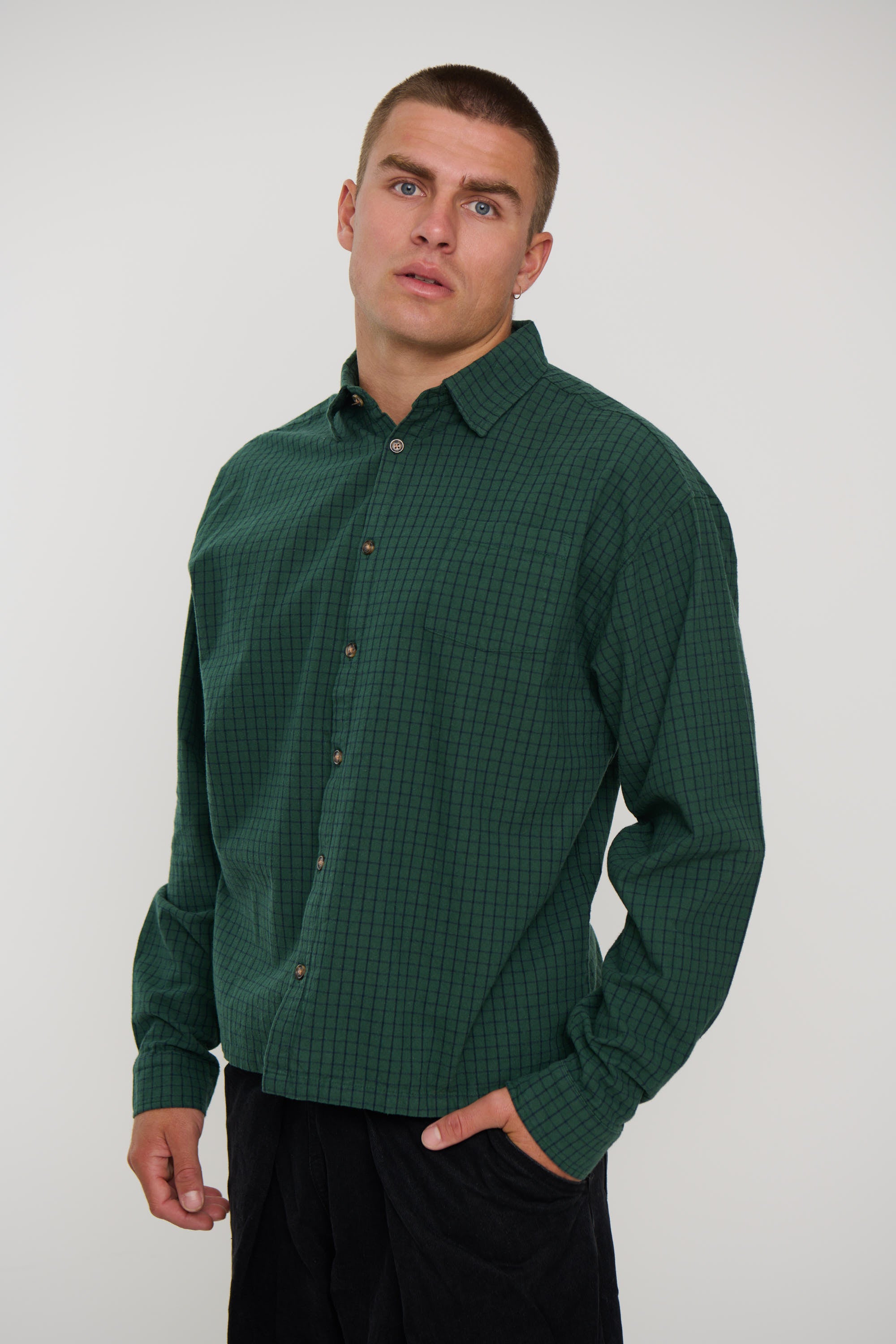 NTH Long Sleeve Check Shirt Army