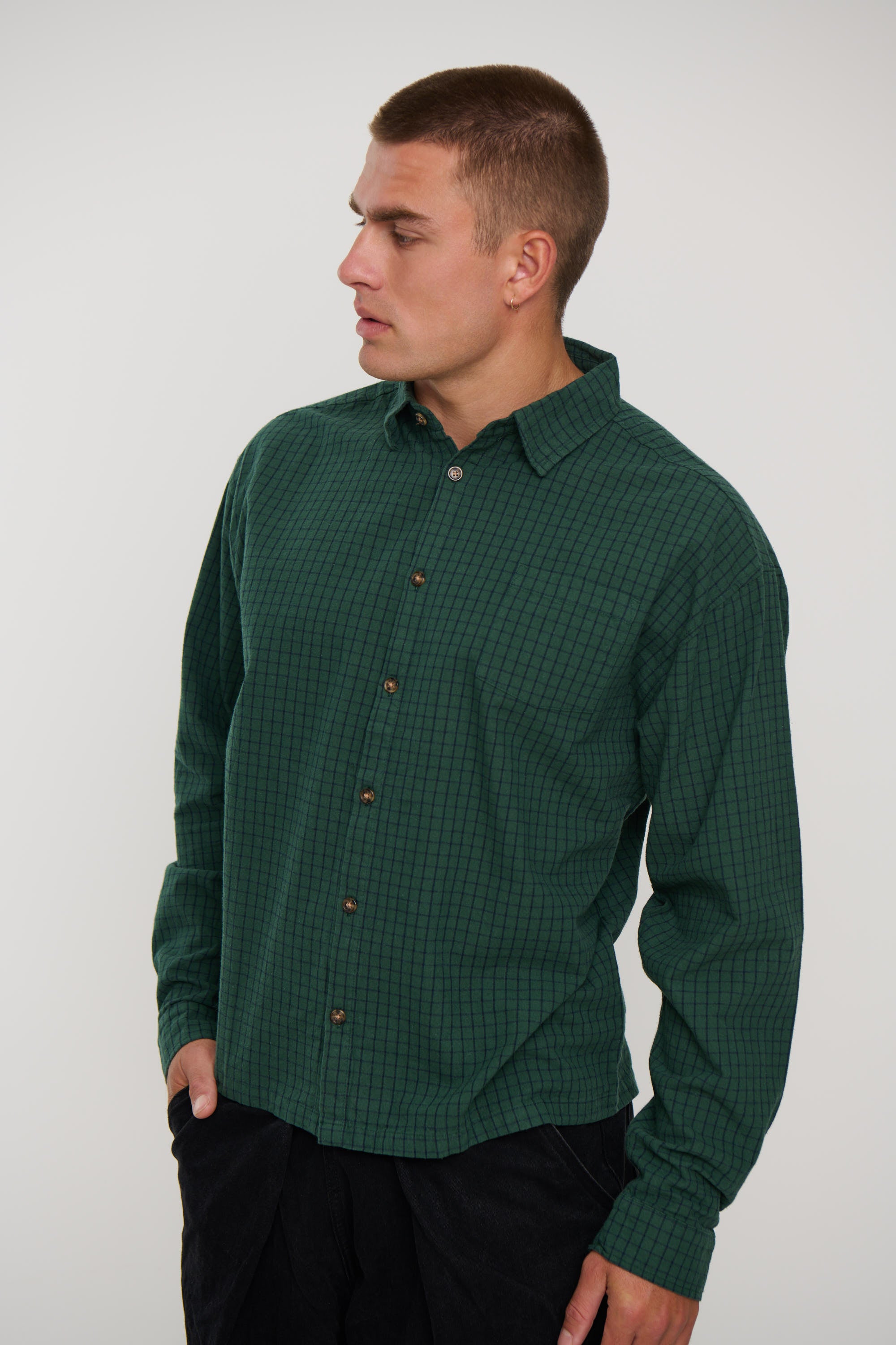 NTH Long Sleeve Check Shirt Army