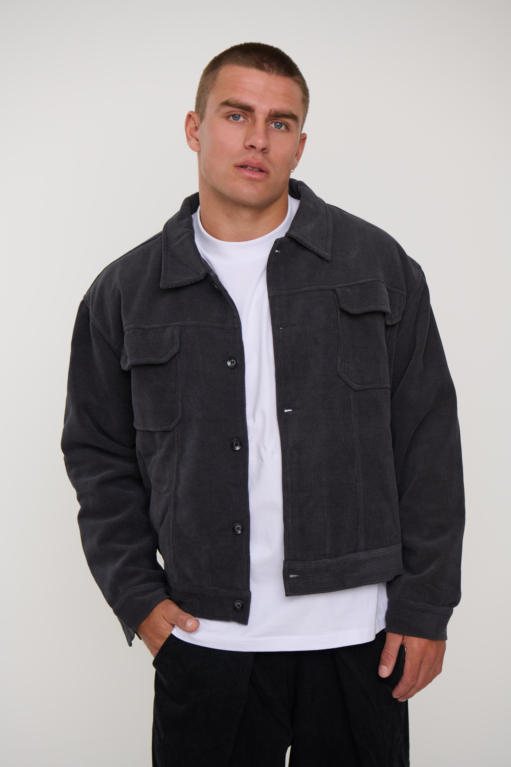Levi Soft Cord Jacket Dark Grey