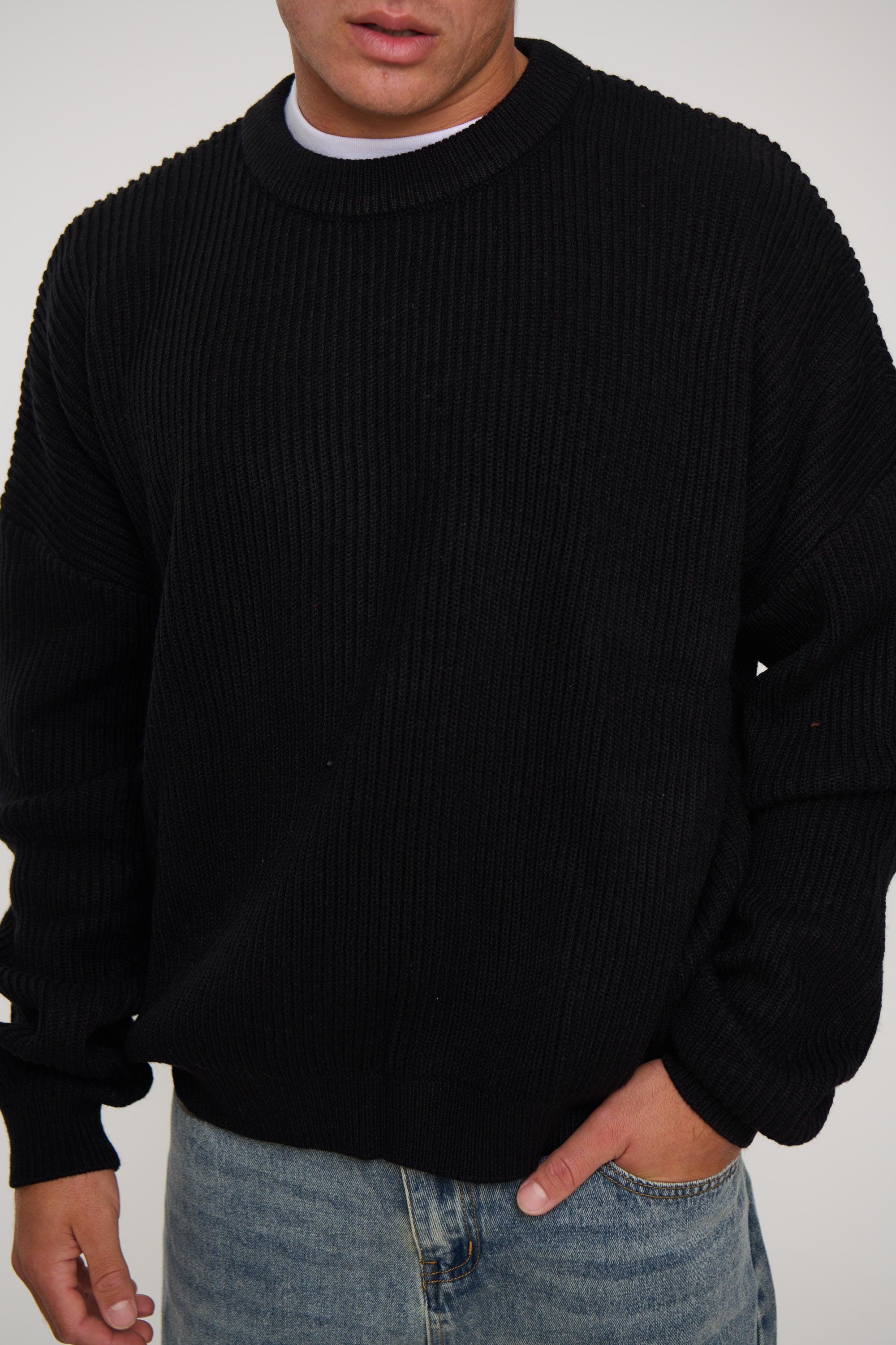 Drop Sleeve Heavy Knit Black