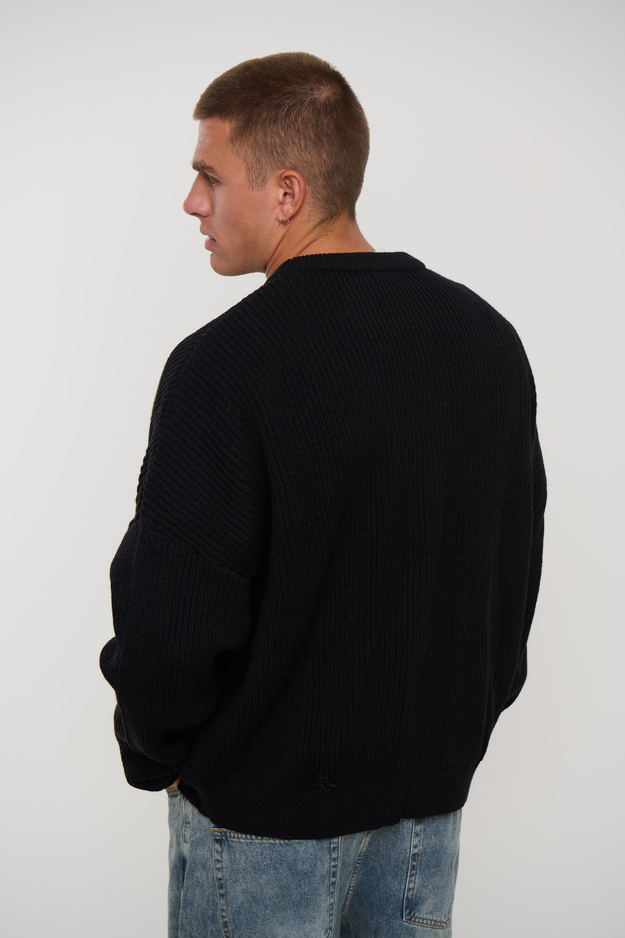 Drop Sleeve Heavy Knit Black