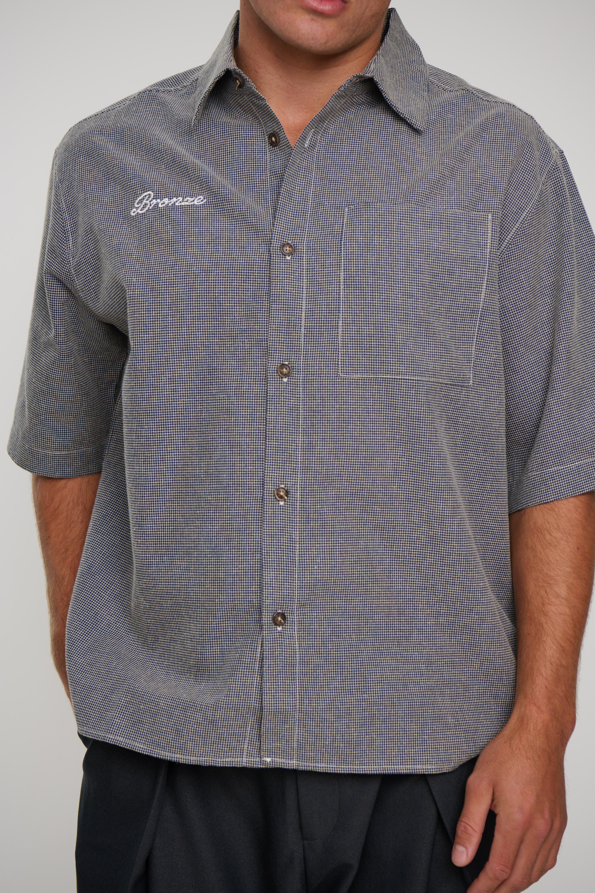 Scott Shirt Check Blue Embroidery