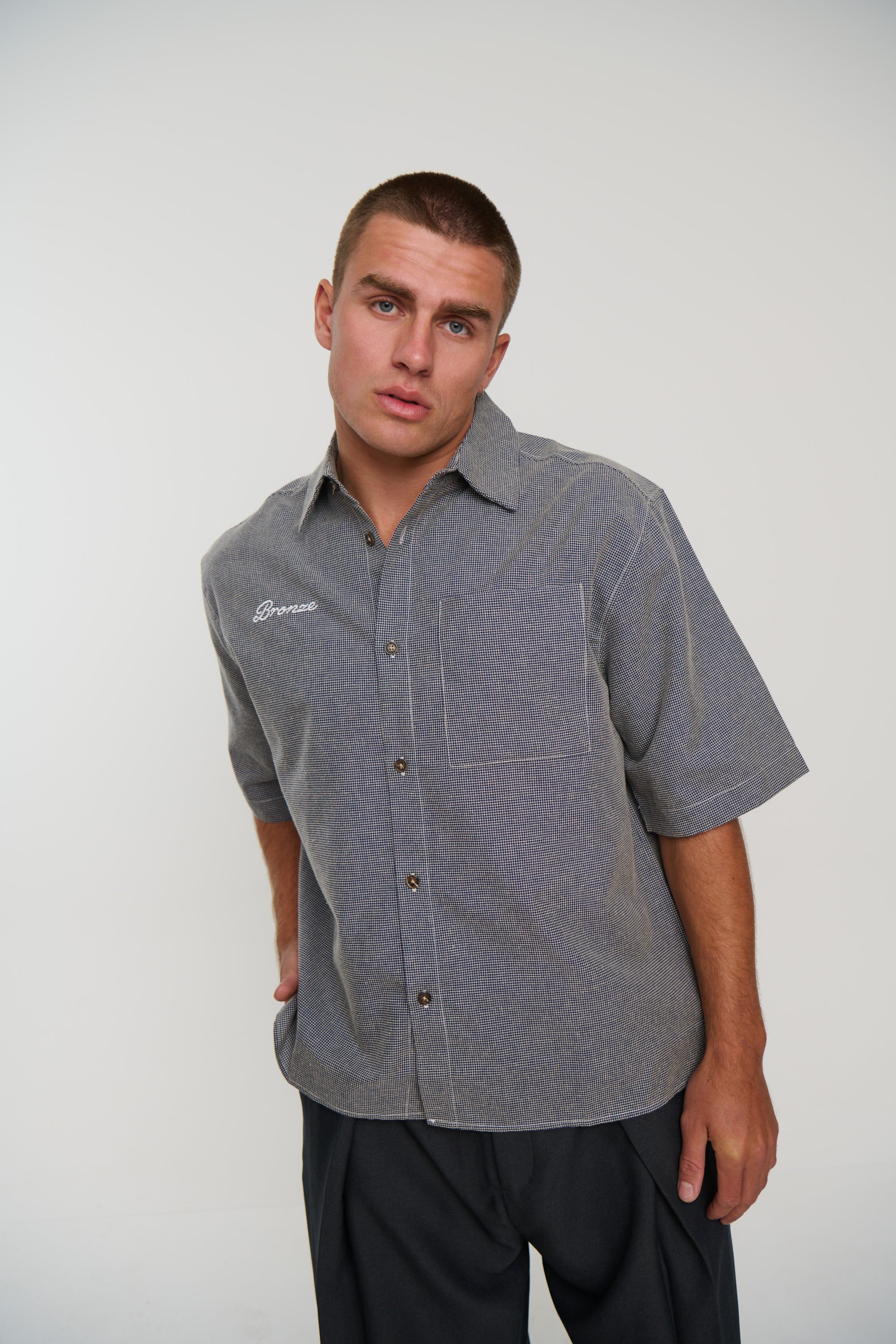 Scott Shirt Check Blue Embroidery