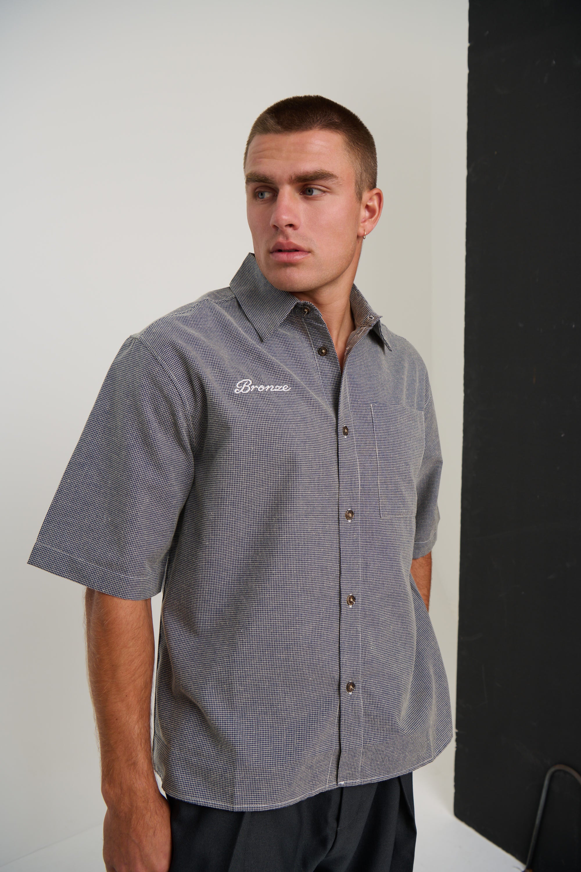 Scott Shirt Check Blue Embroidery