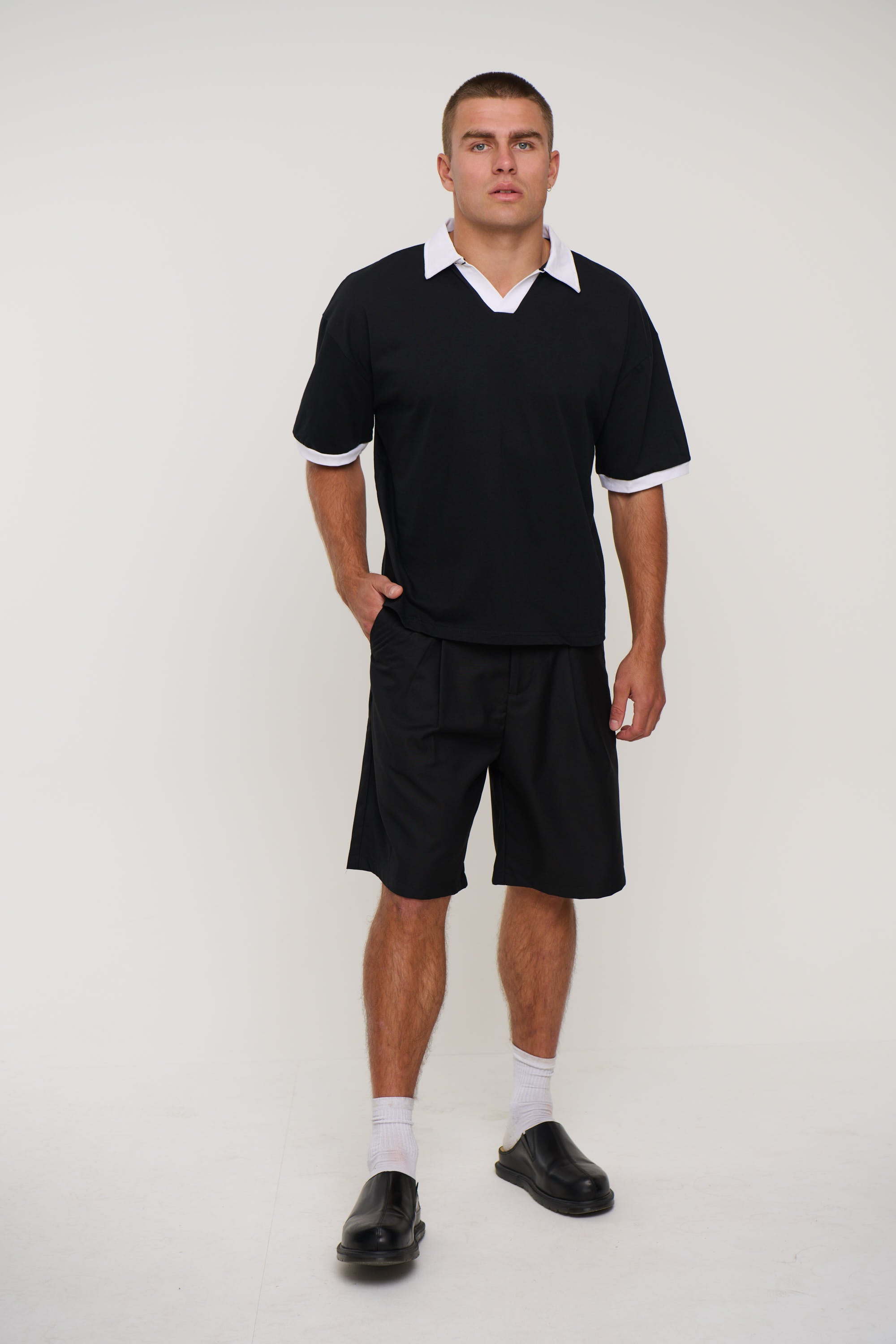 Two Tone Polo Black