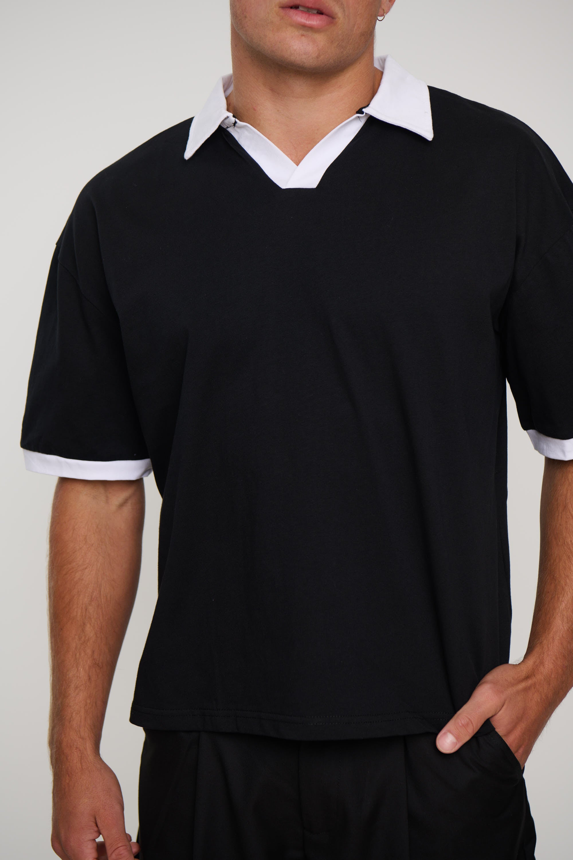 Two Tone Polo Black