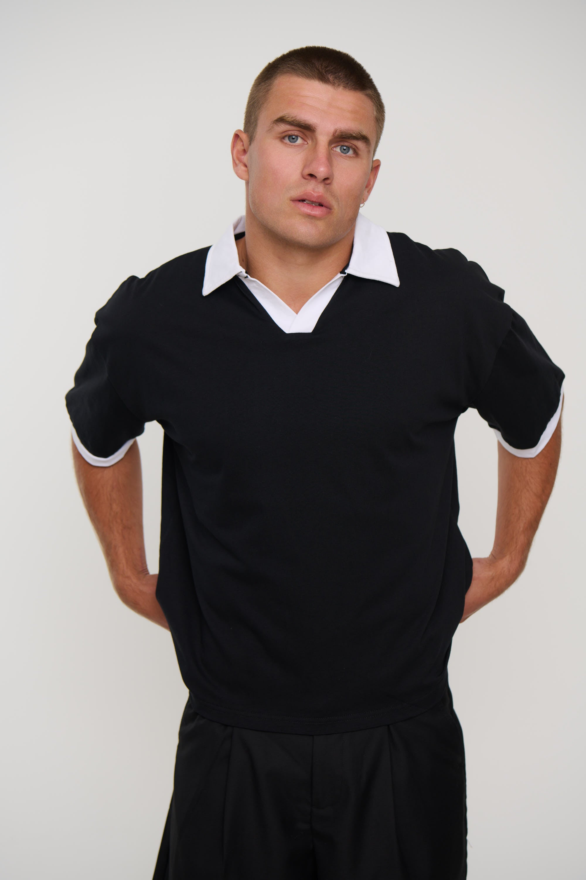 Two Tone Polo Black