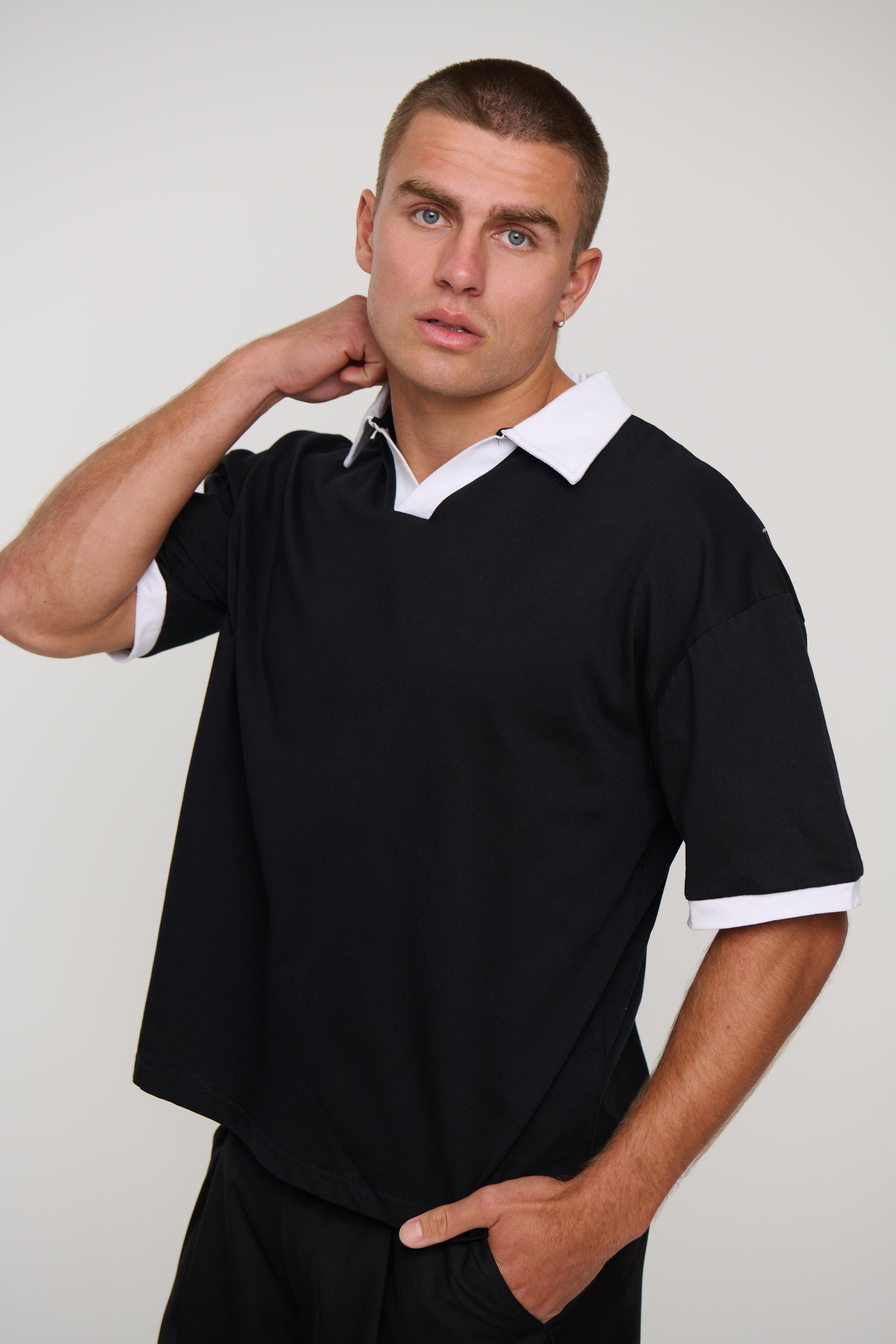 Two Tone Polo Black