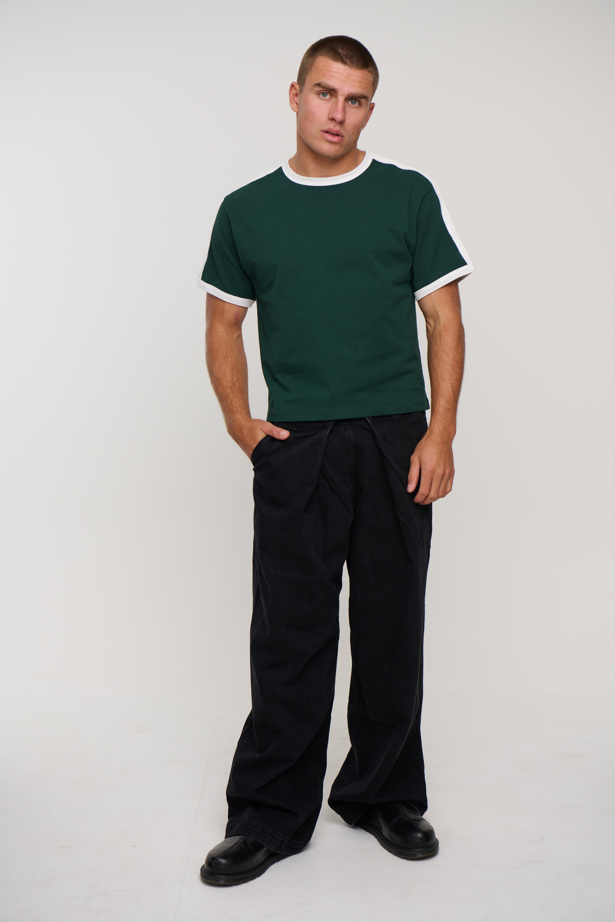 Richie Ribbed Tee Dark Green