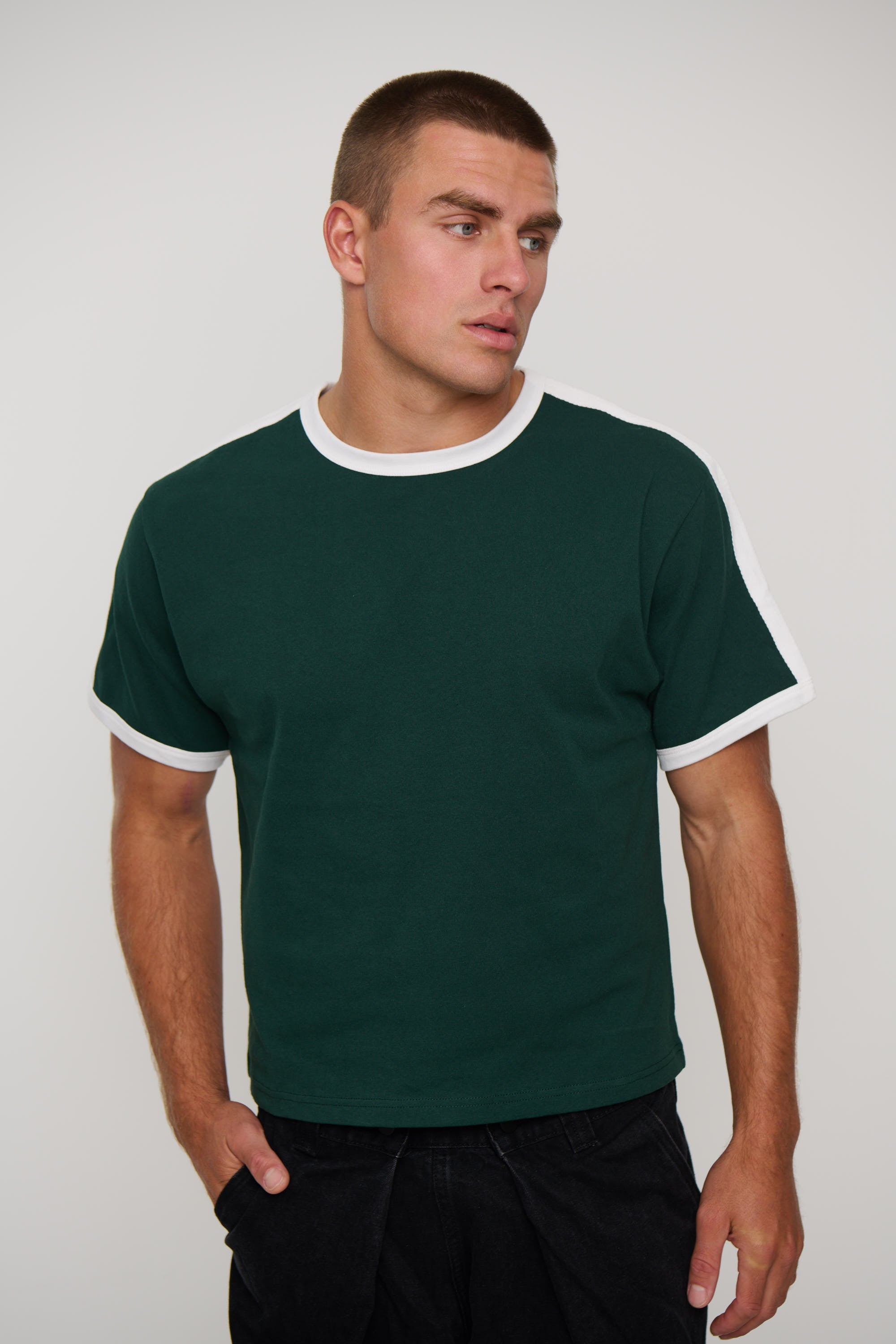 Richie Ribbed Tee Dark Green