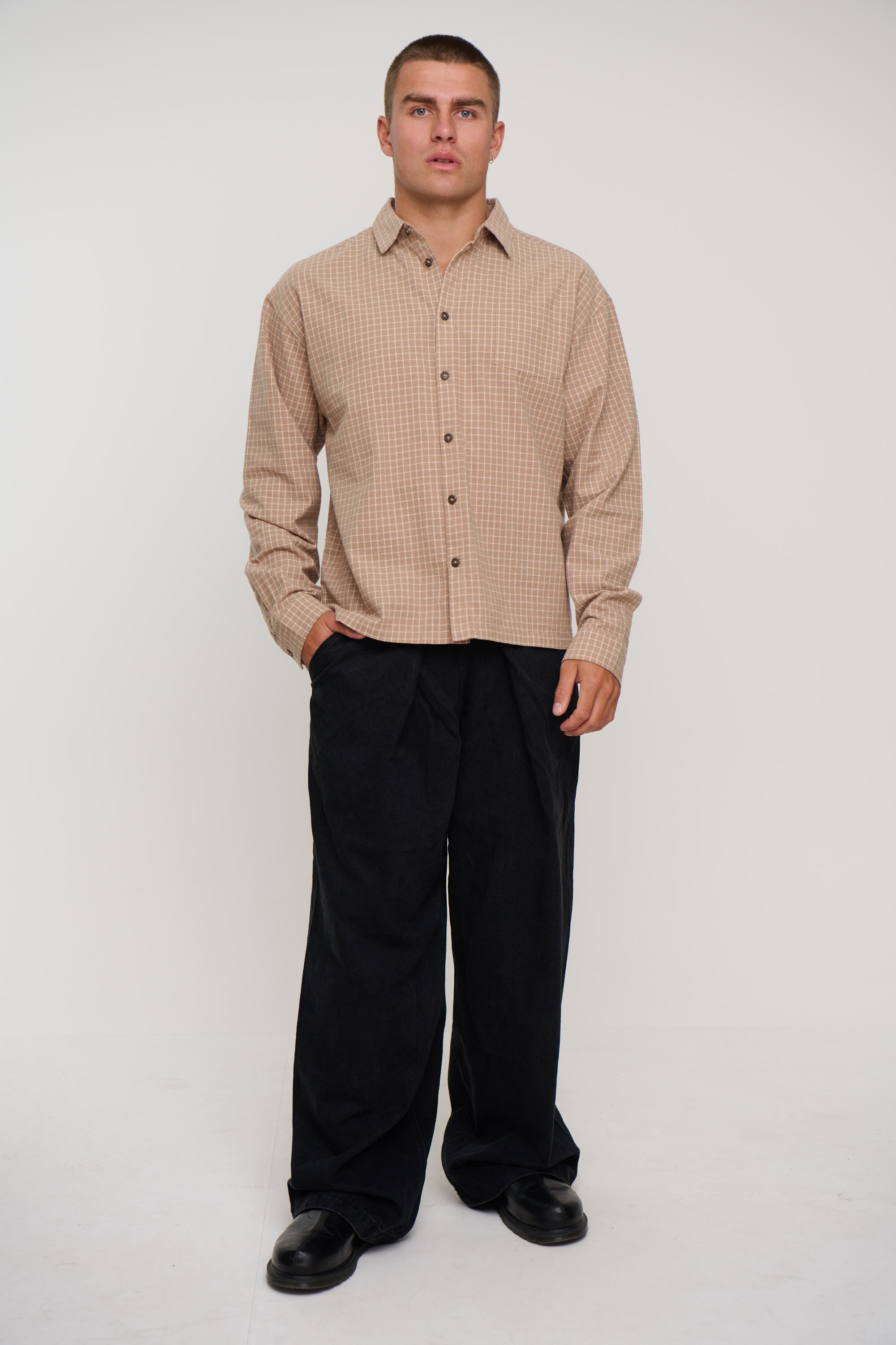 NTH Long Sleeve Check Shirt Sand