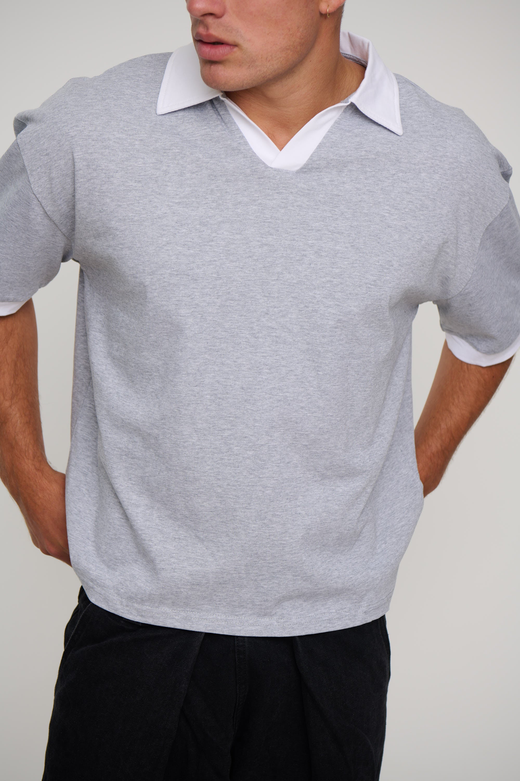 Two Tone Polo Grey