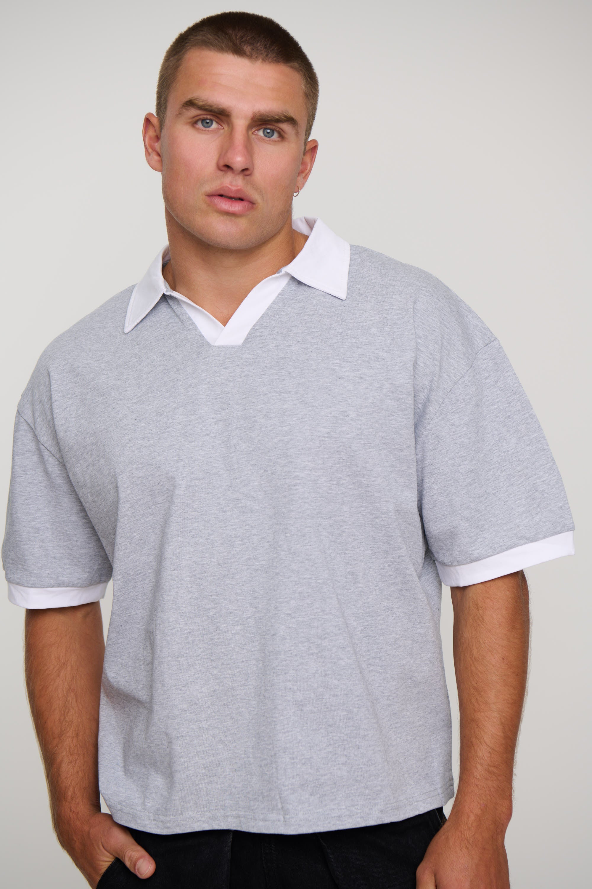 Two Tone Polo Grey