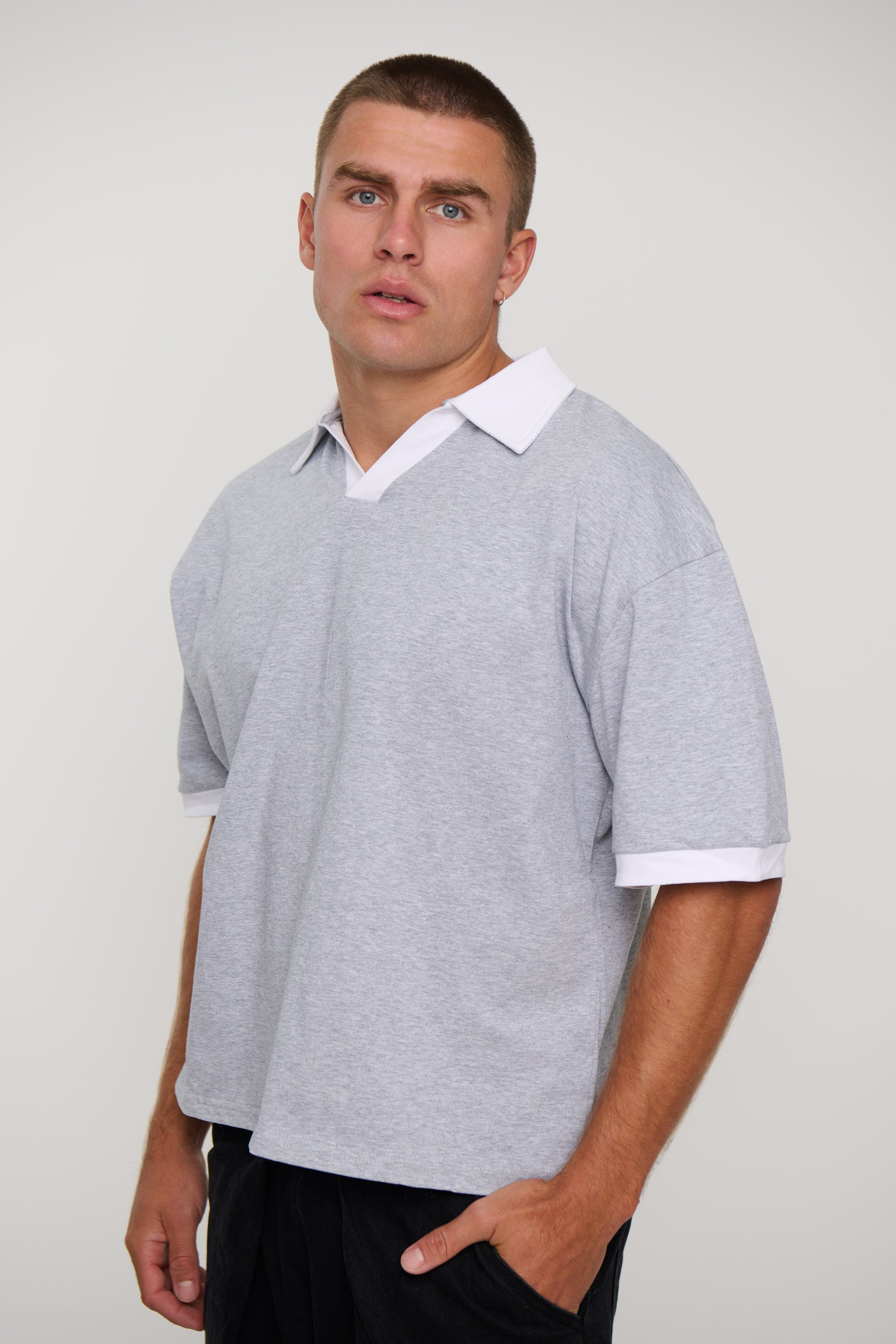 Two Tone Polo Grey