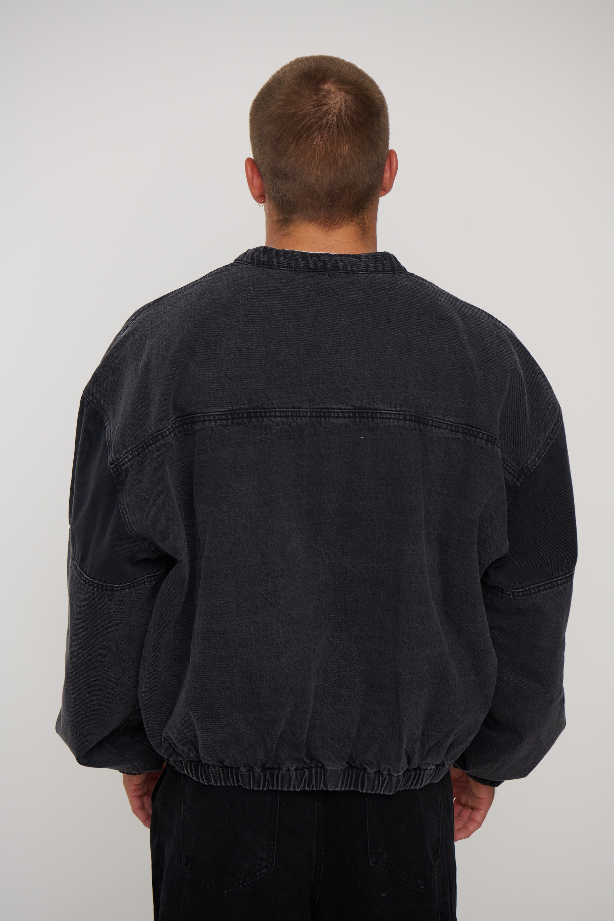 Panelled Denim Bomber Black
