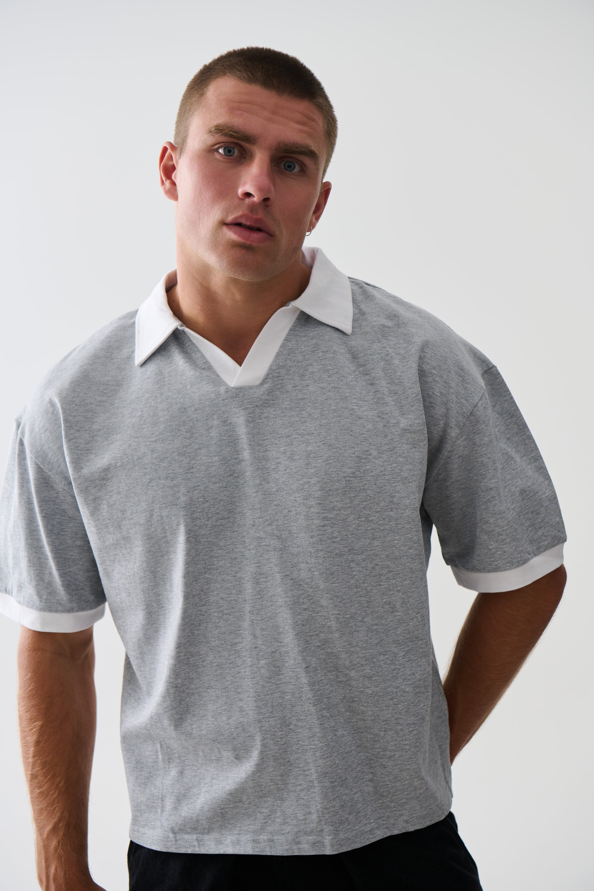 Two Tone Polo Grey
