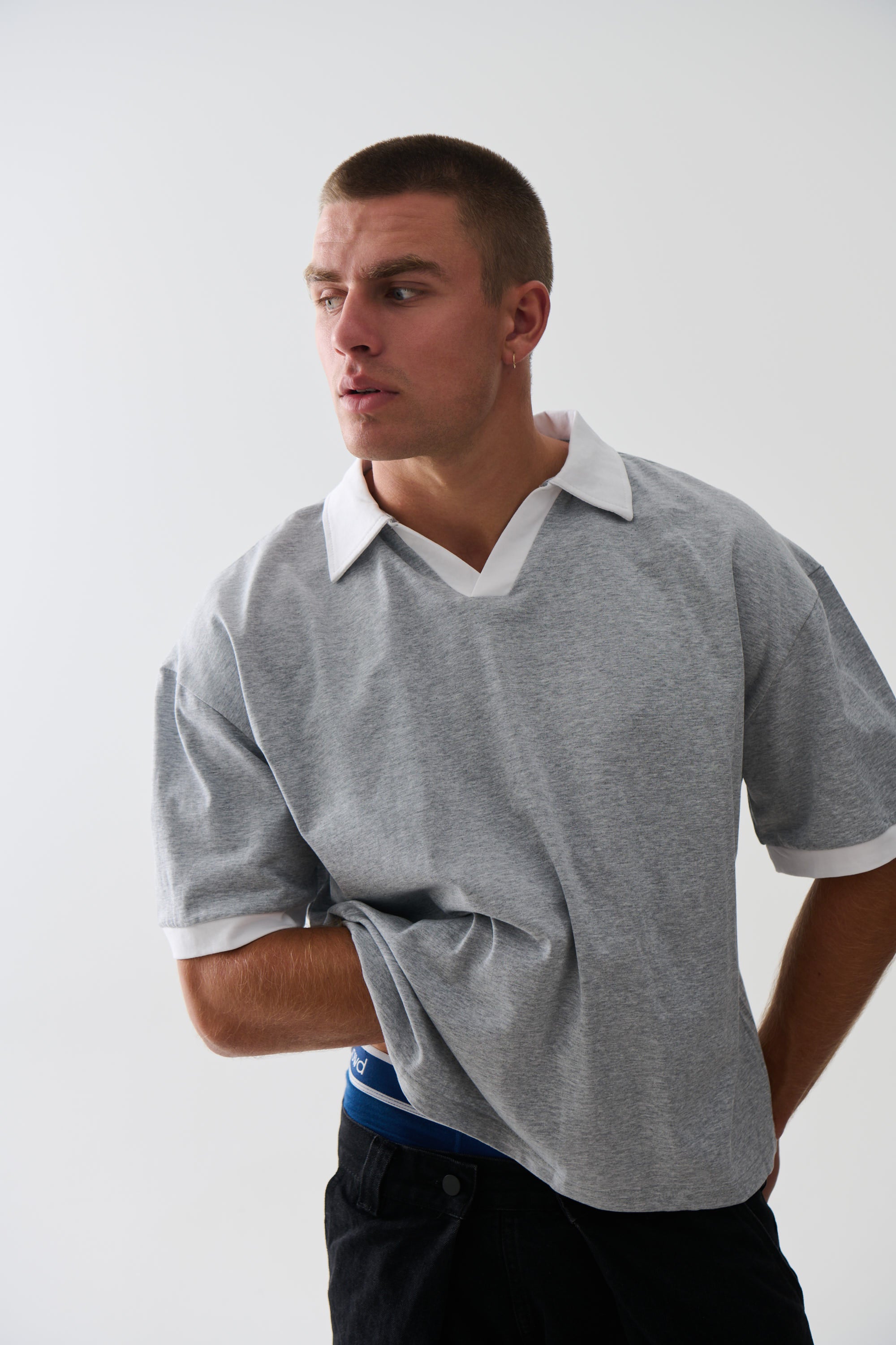 Two Tone Polo Grey