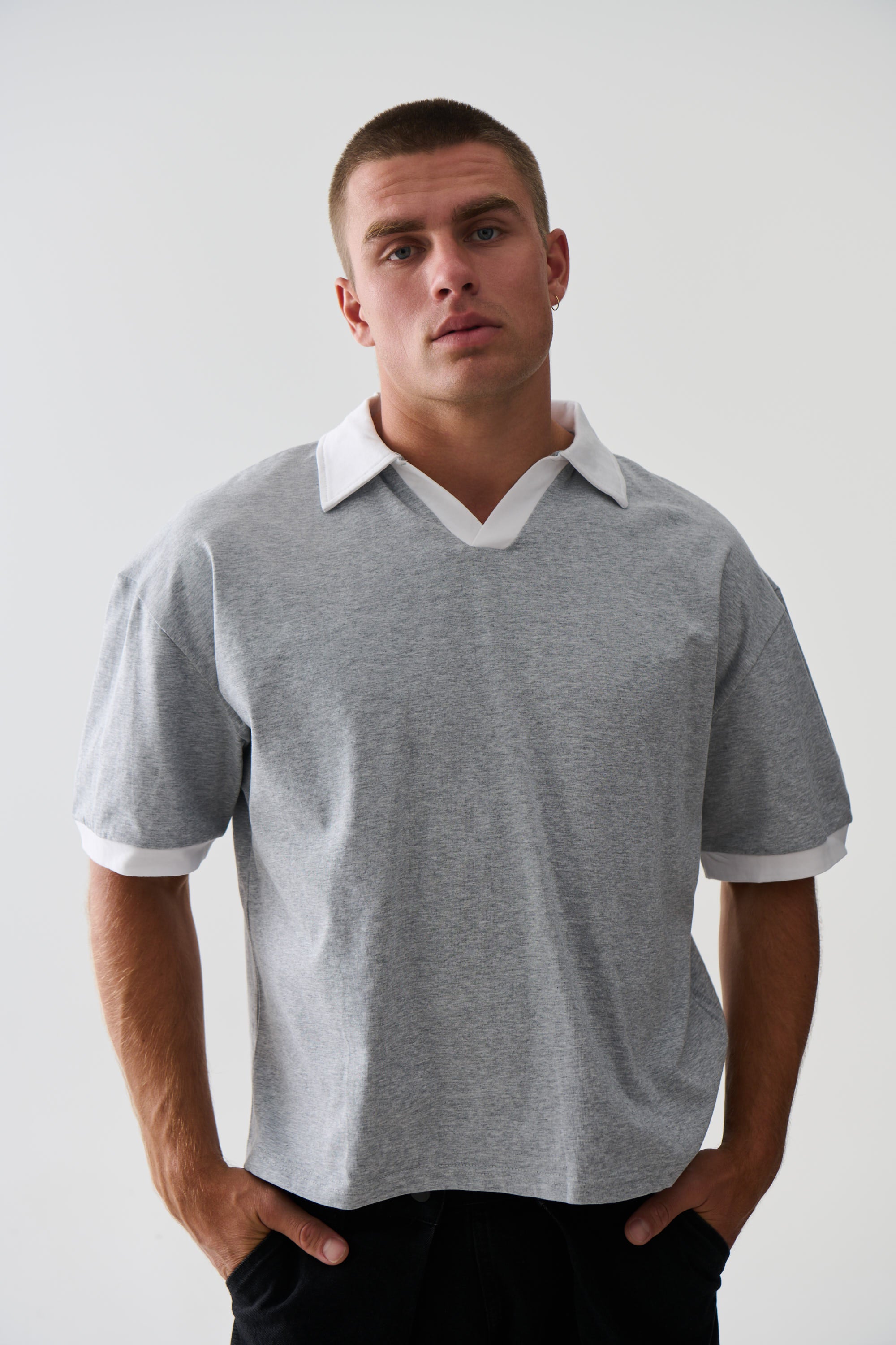 Two Tone Polo Grey