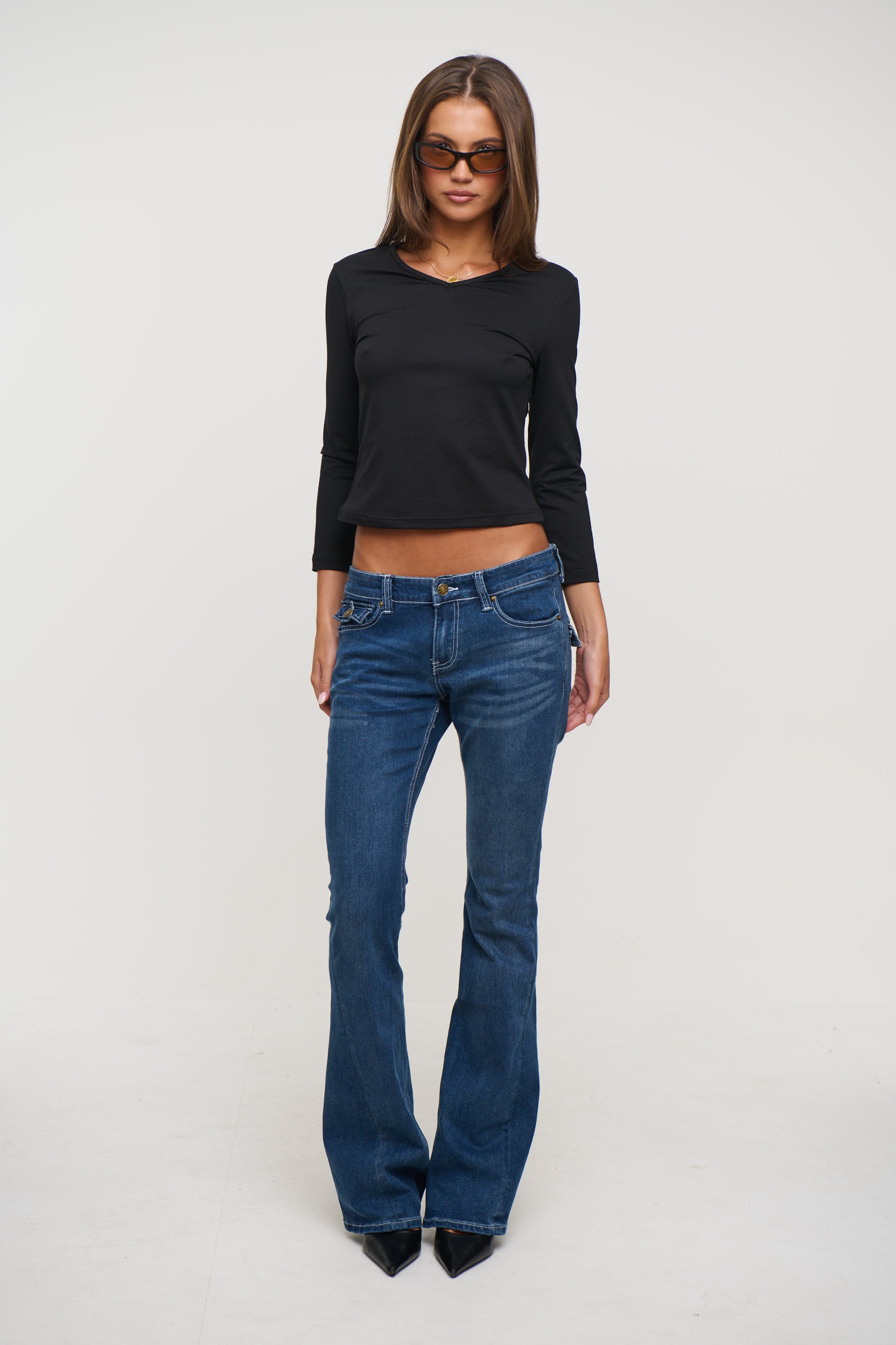 Viktoria 3/4 Sleeve Top Black