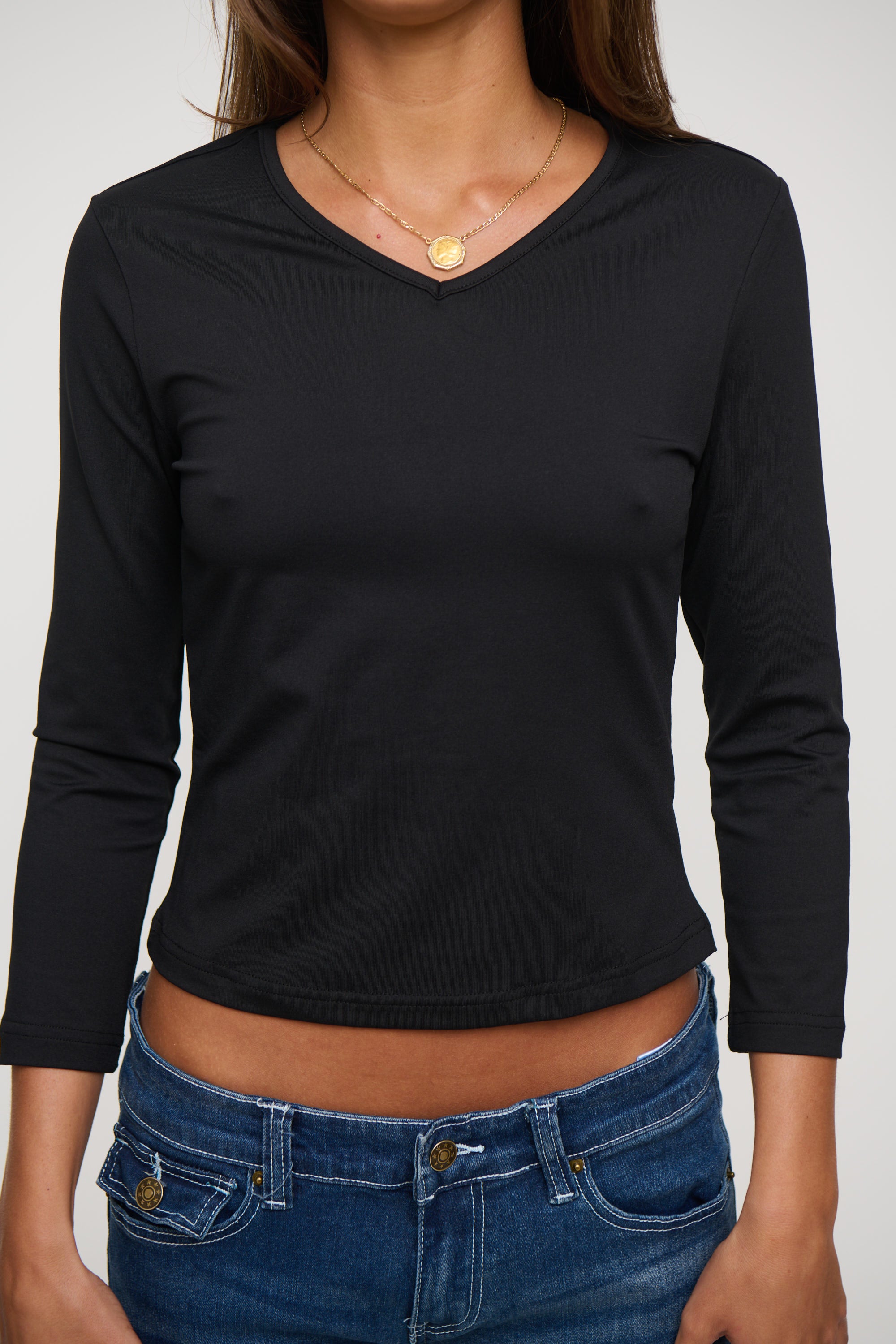 Viktoria 3/4 Sleeve Top Black
