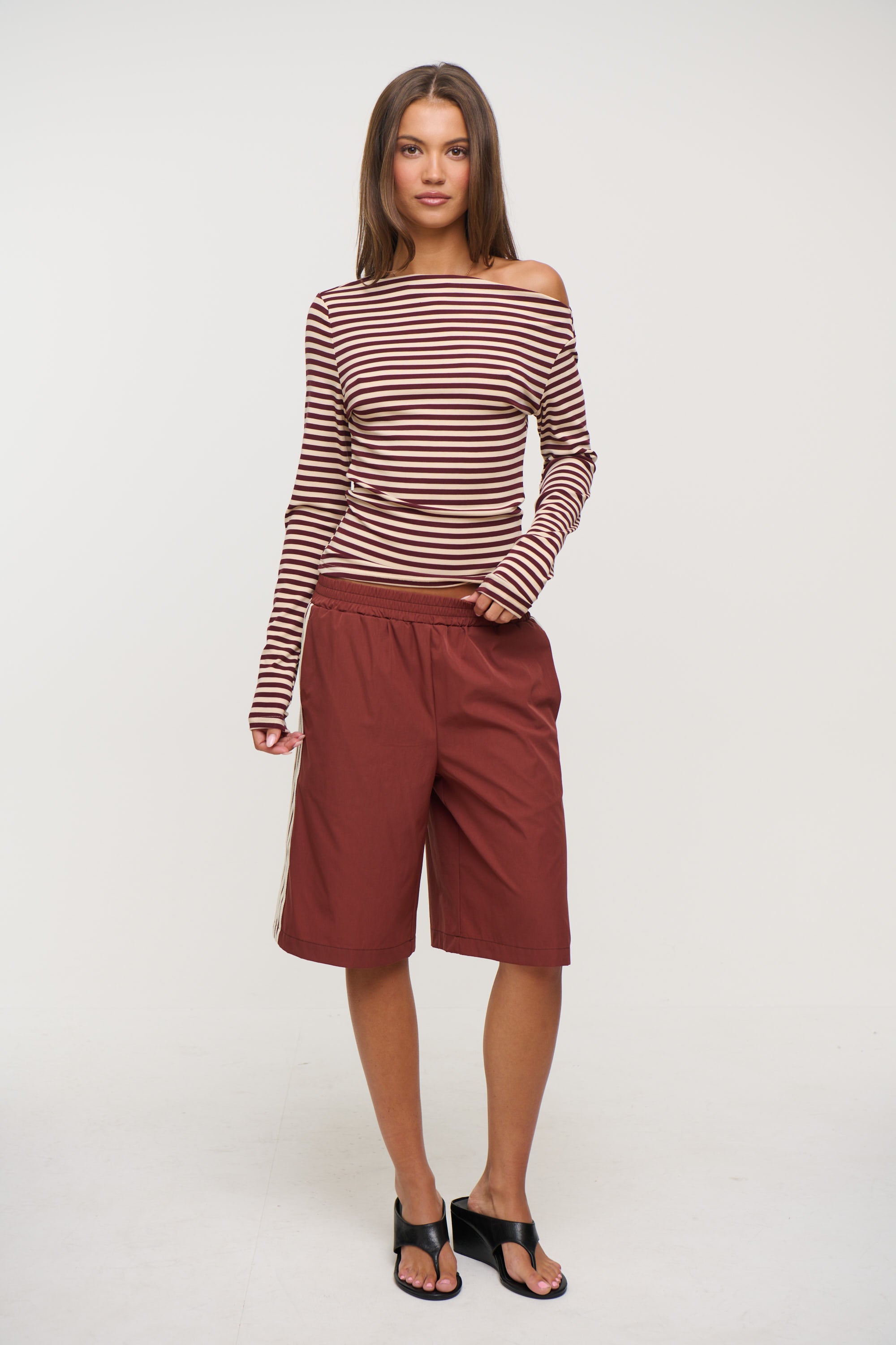Aleah Long Sleeve Chocolate Stripe
