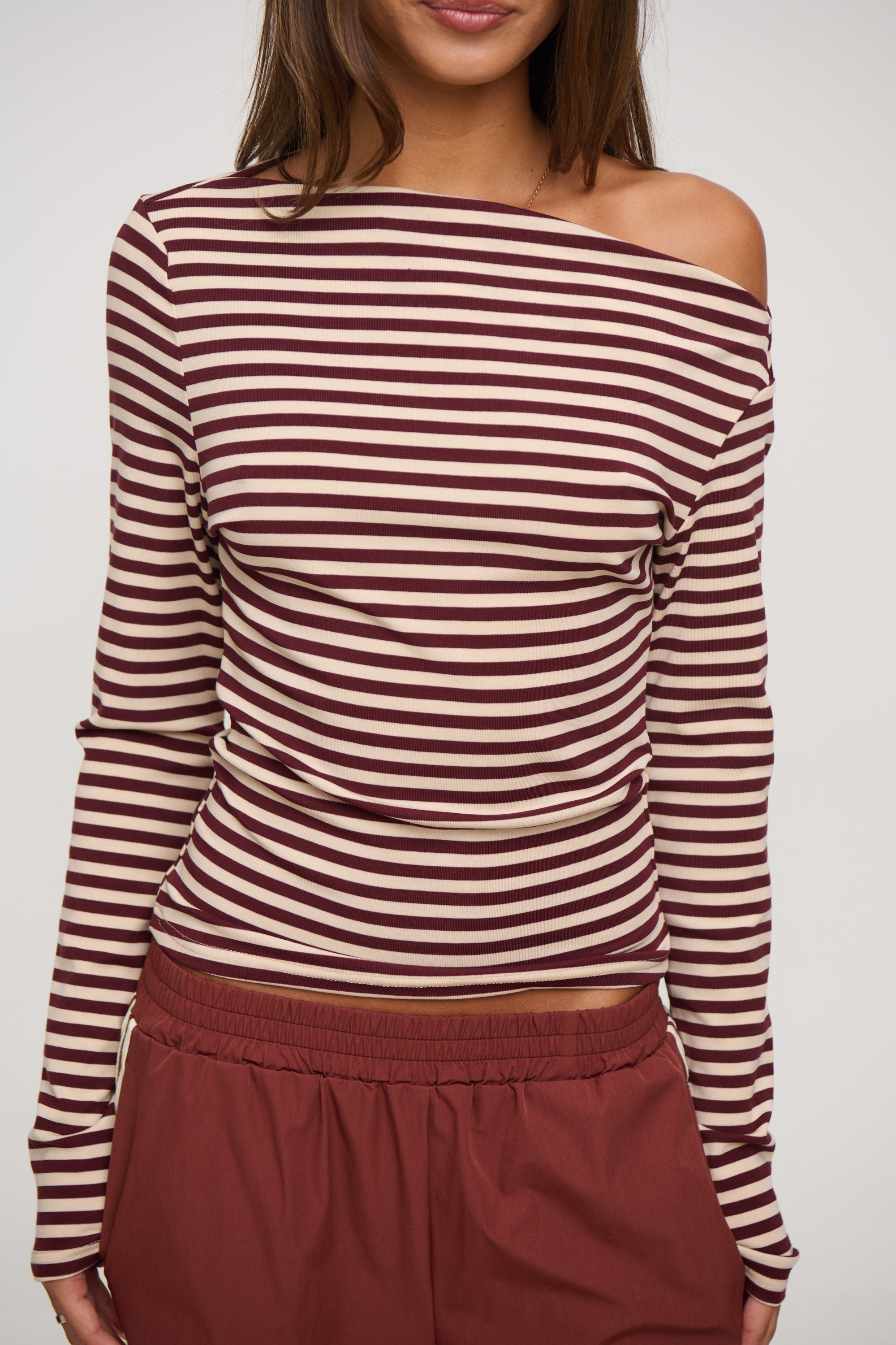 Aleah Long Sleeve Chocolate Stripe
