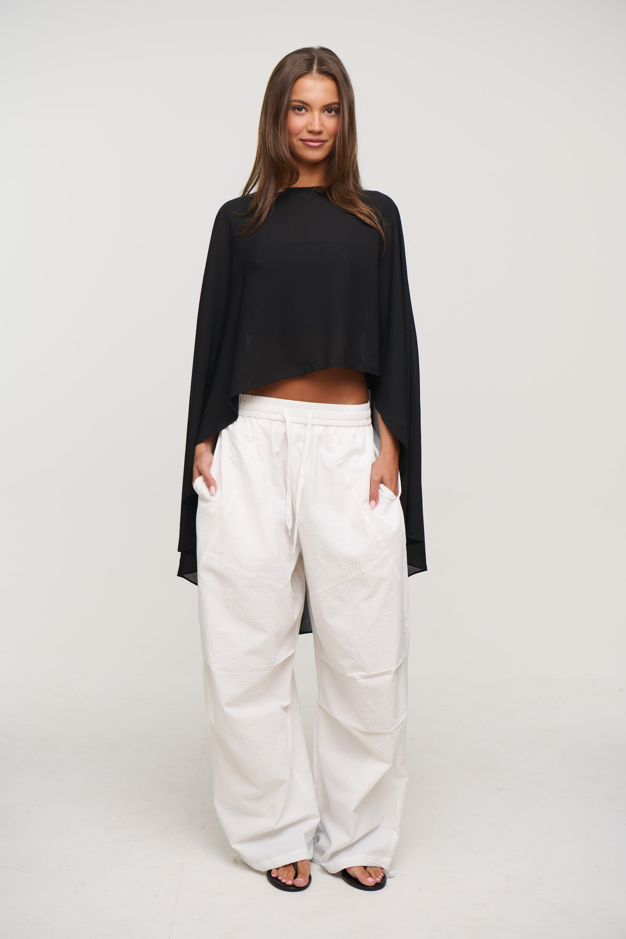 Mattie Sheer Poncho Black