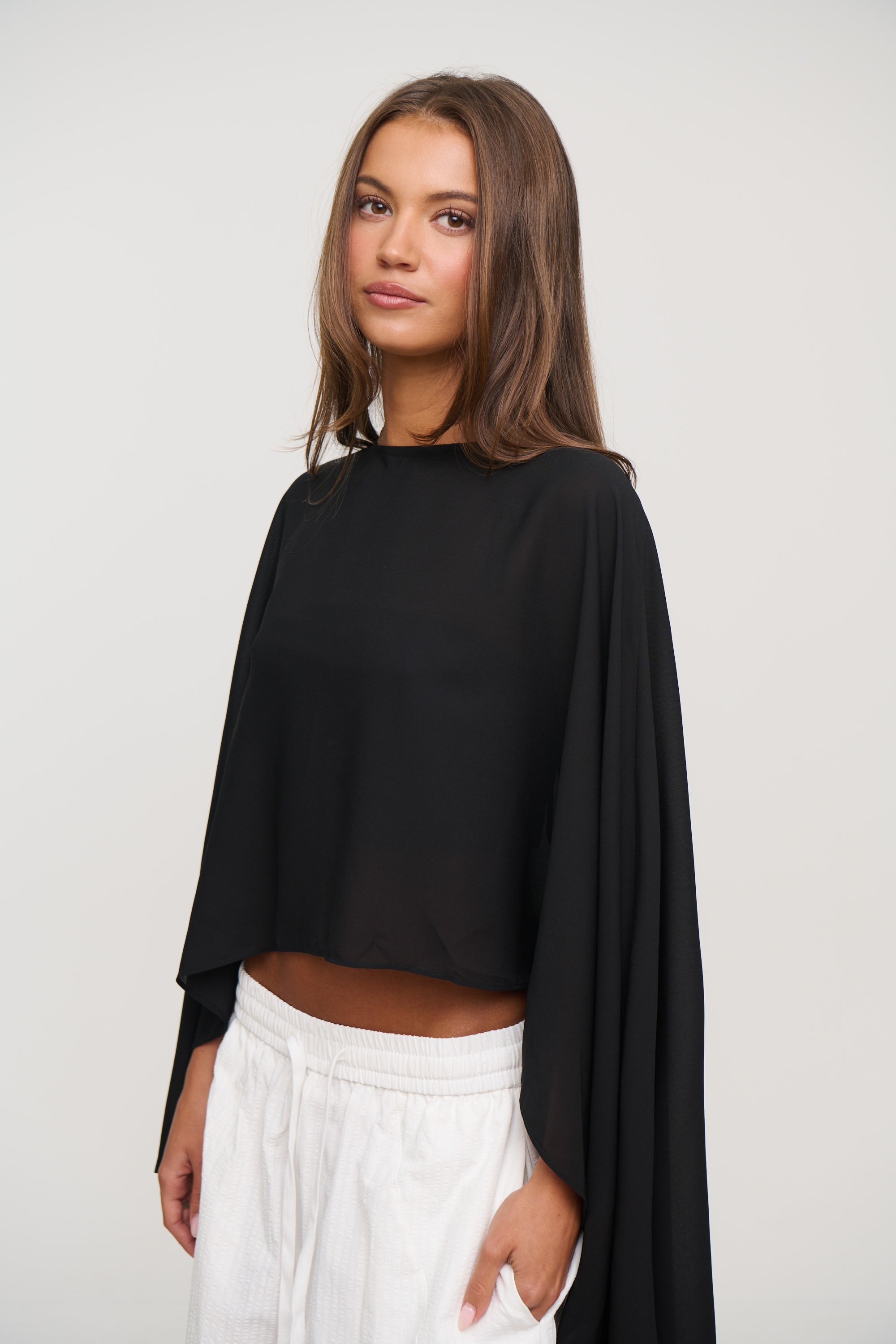 Mattie Sheer Poncho Black