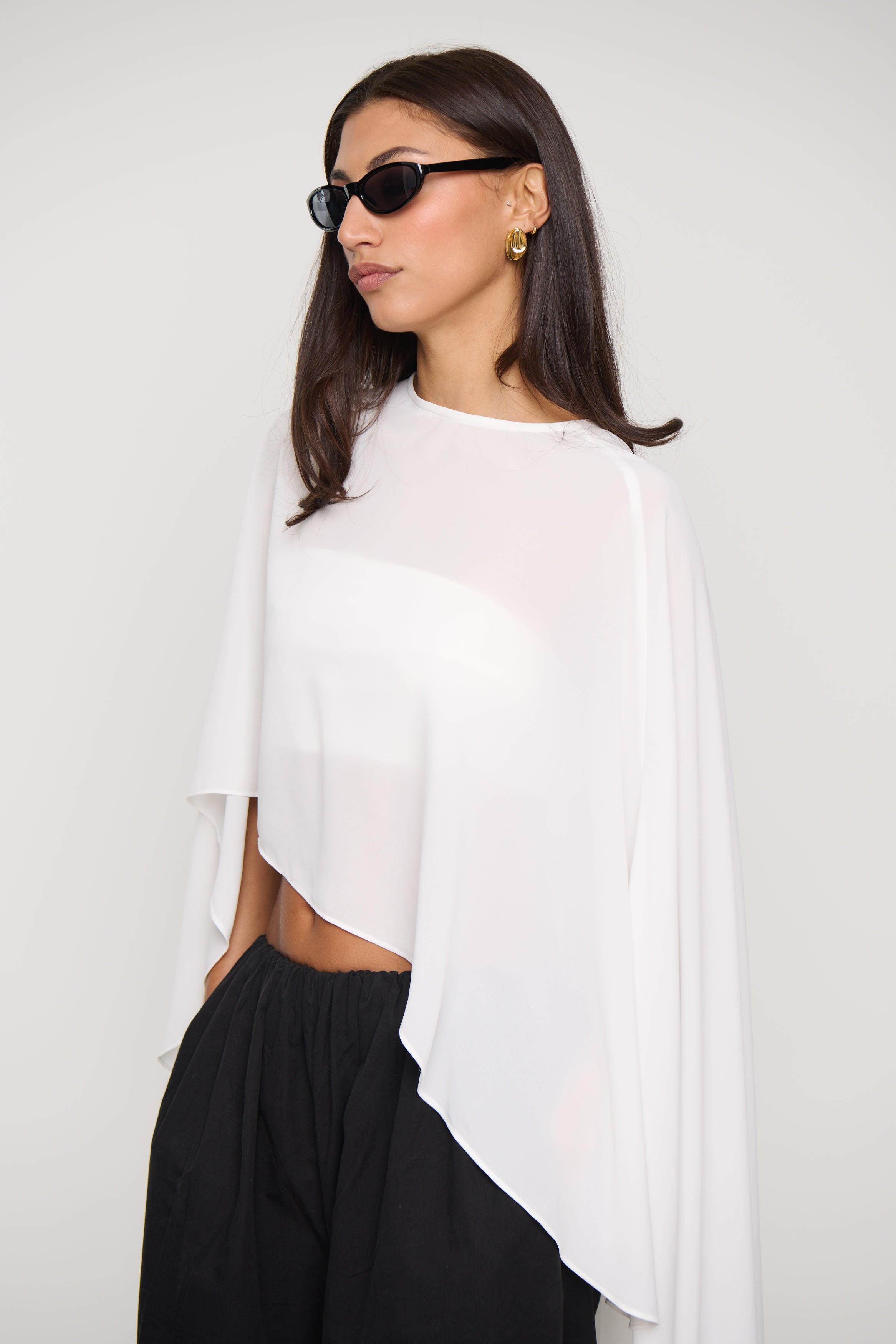 Mattie Sheer Poncho White