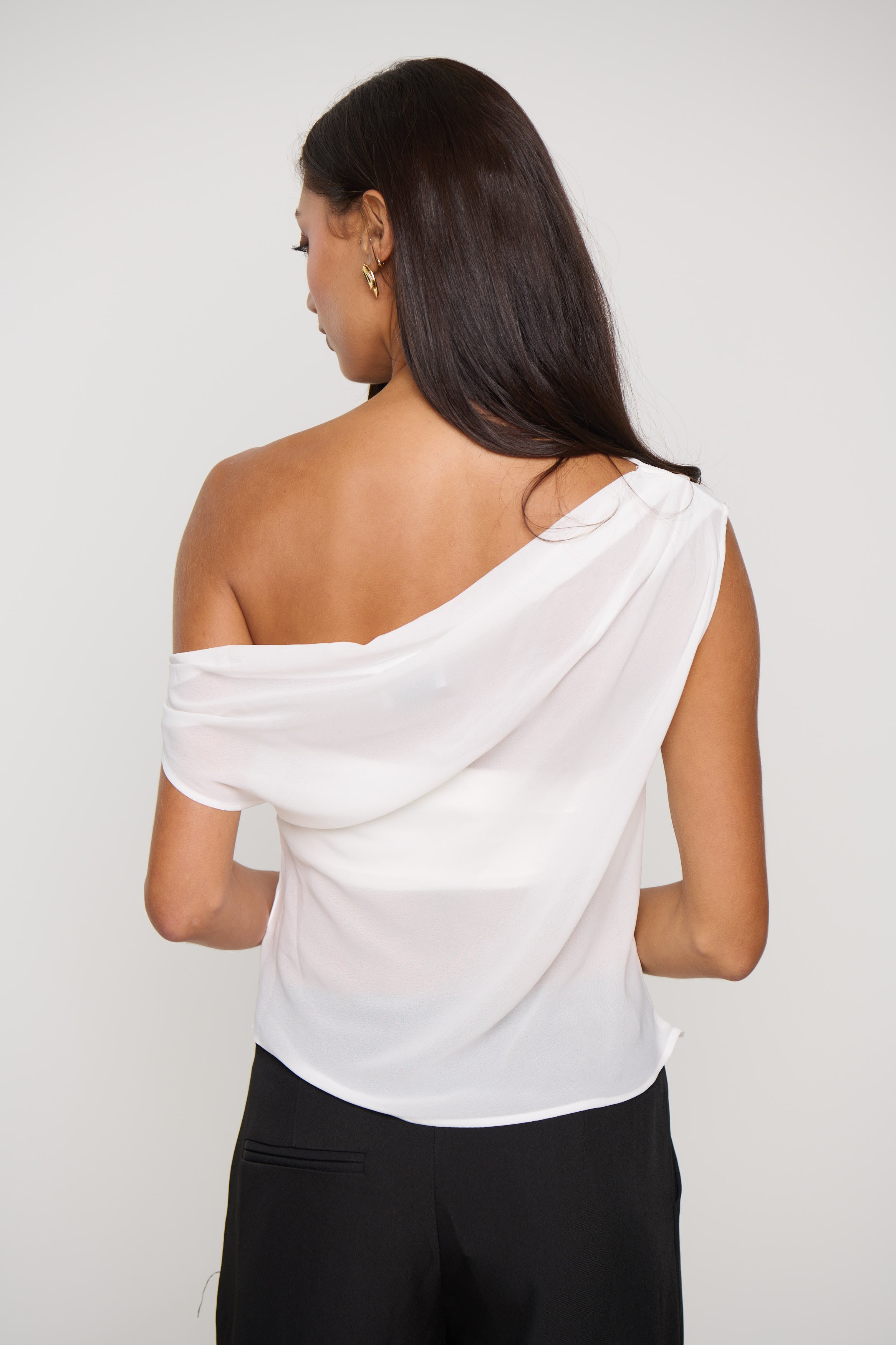Marisa Off Shoulder Cowl Top Off White