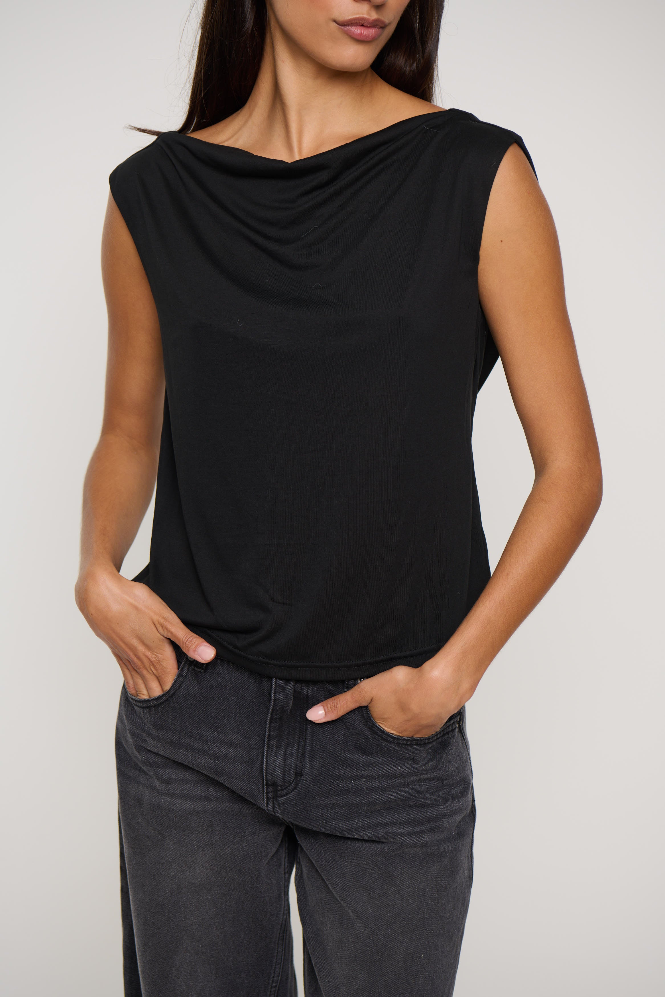 Micah Drape Back Top Black