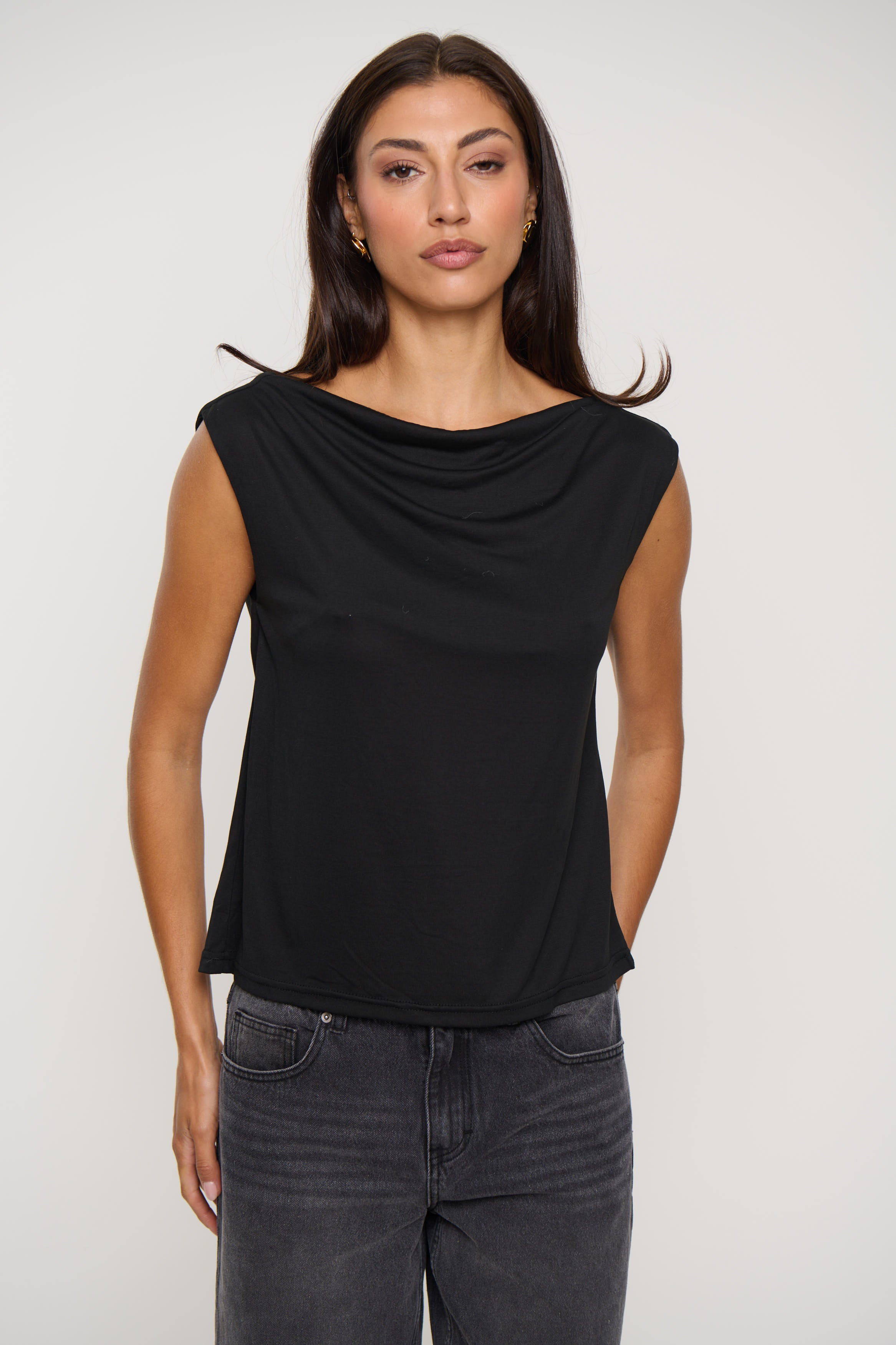 Micah Drape Back Top Black
