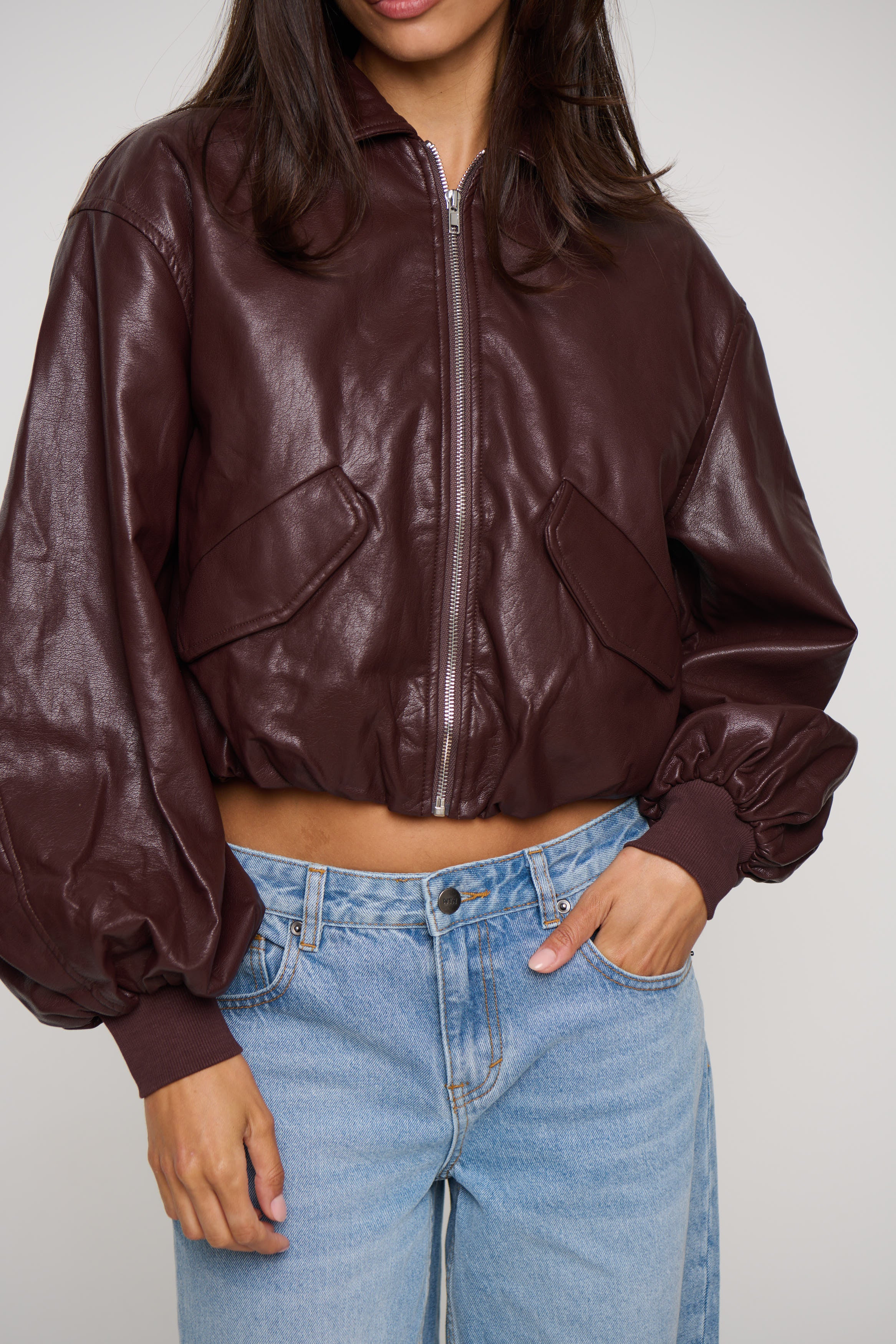 Sia Bomber Jacket Dark Brown