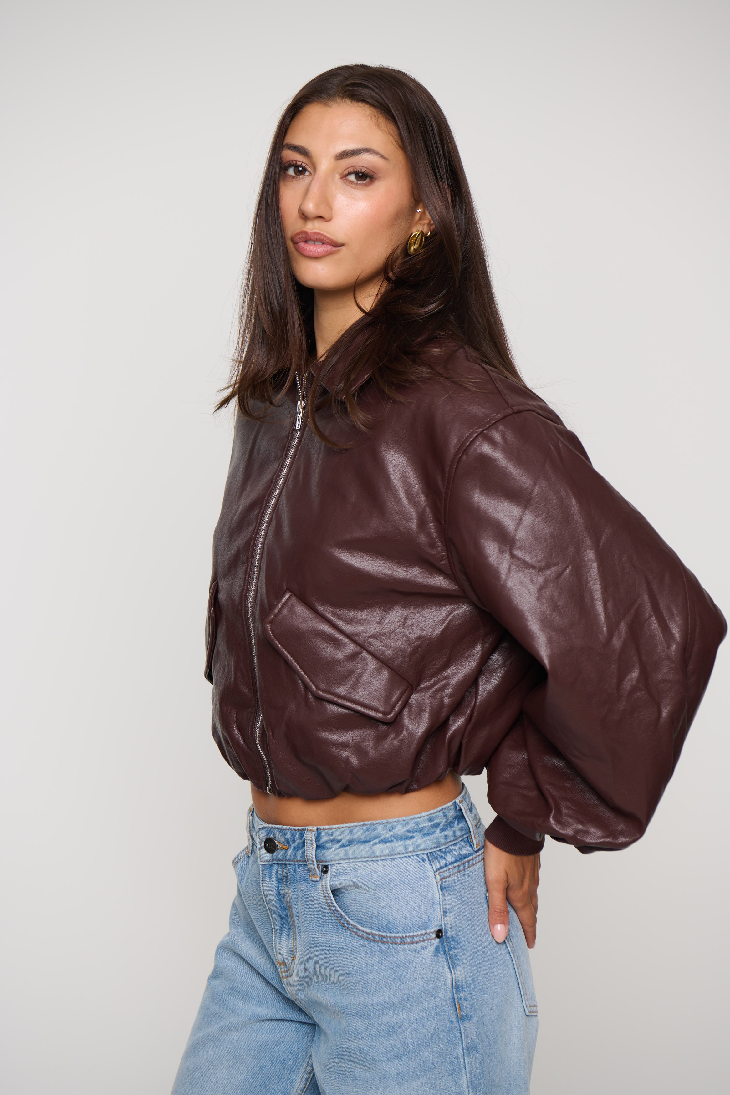 Sia Bomber Jacket Dark Brown
