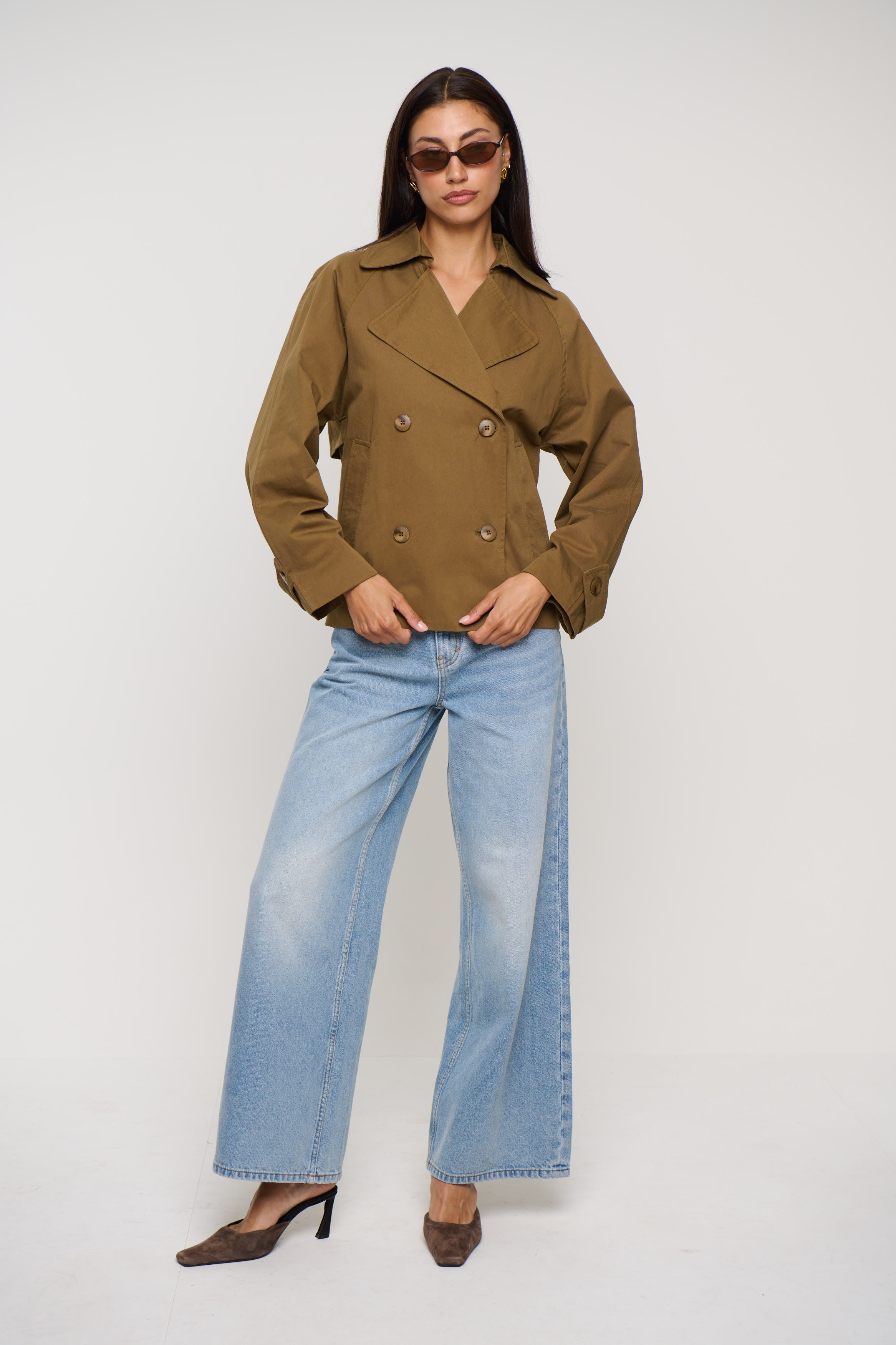 Moira Cropped Trench Khaki