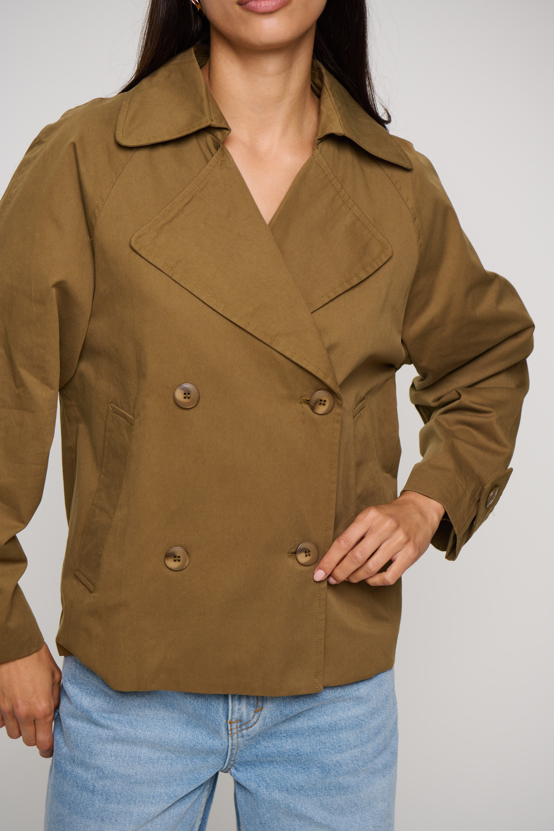 Moira Cropped Trench Khaki