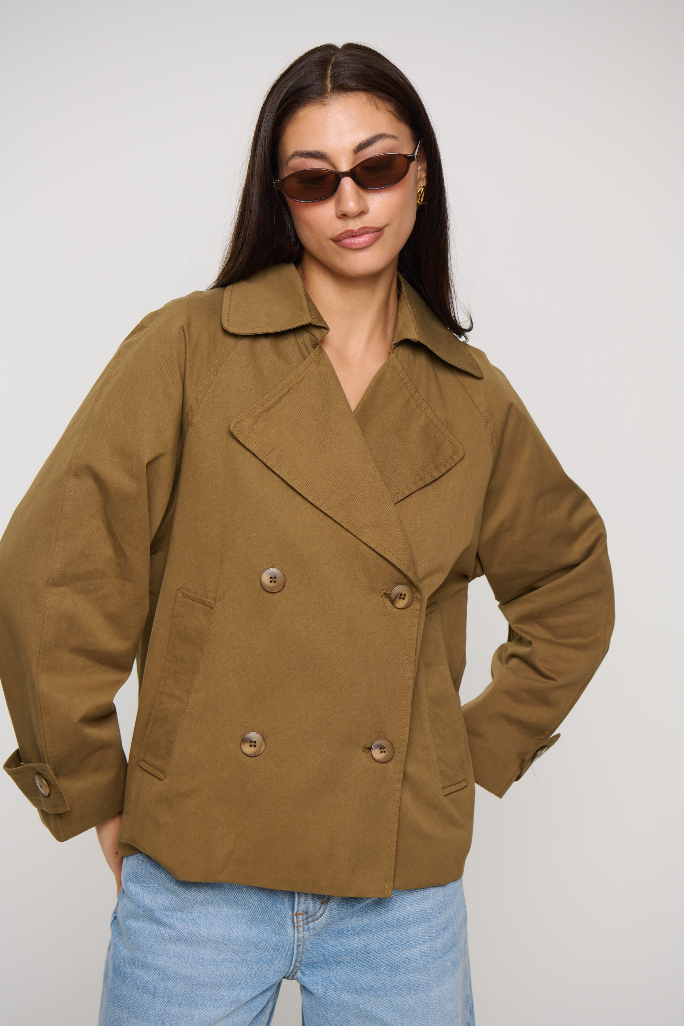 Moira Cropped Trench Khaki