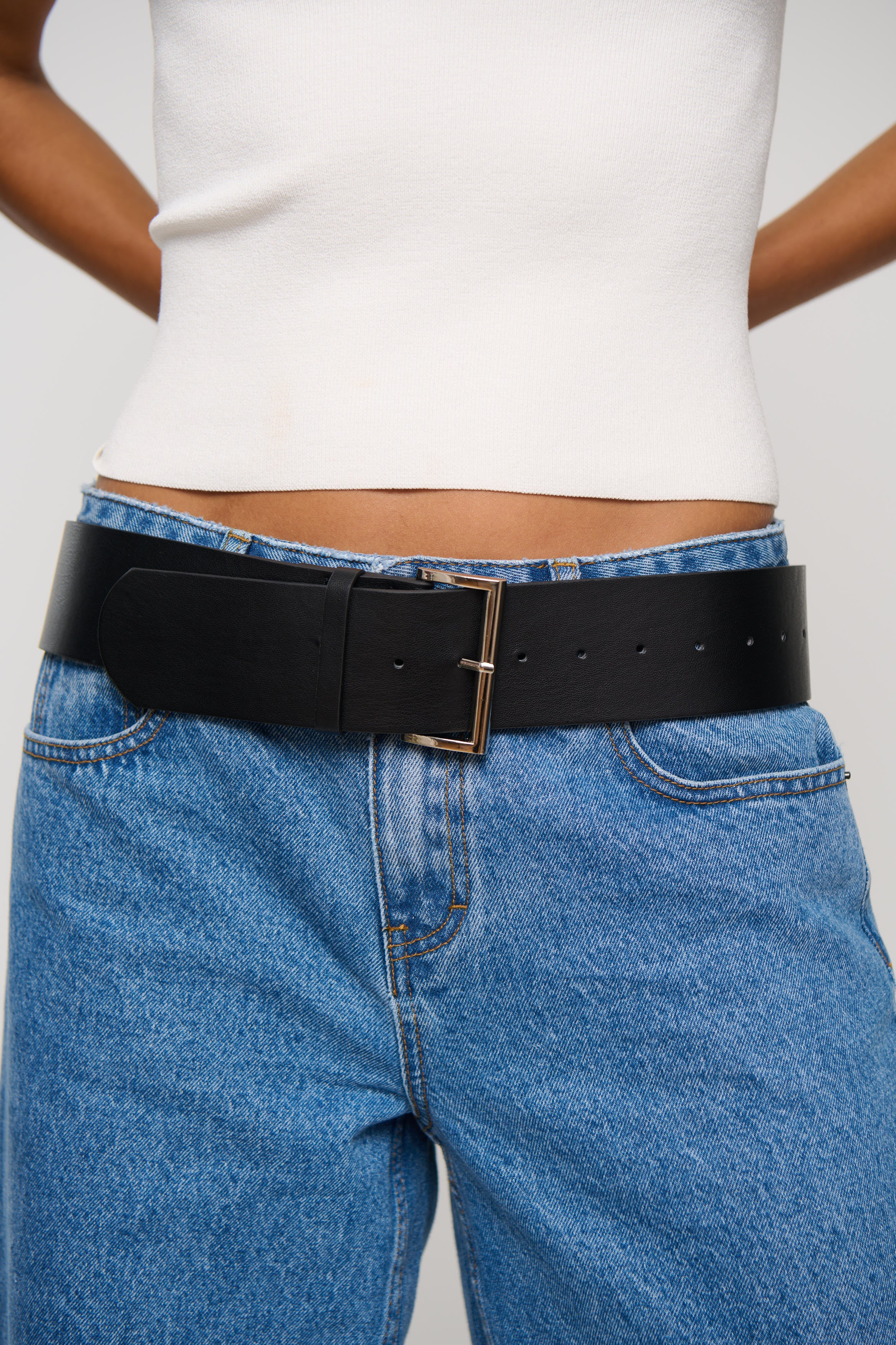 Aimee Wide Buckle Belt Black