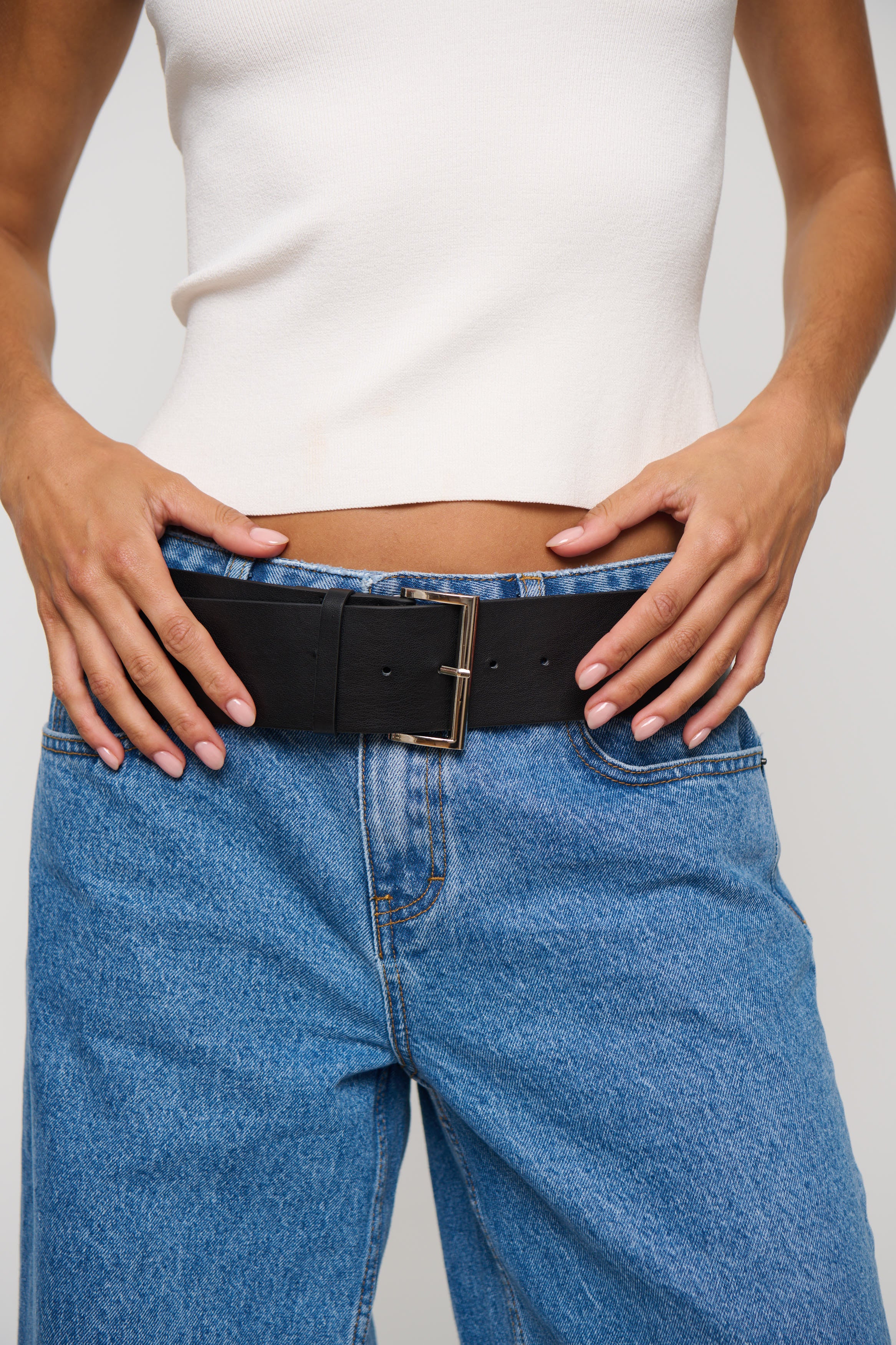 Aimee Wide Buckle Belt Black