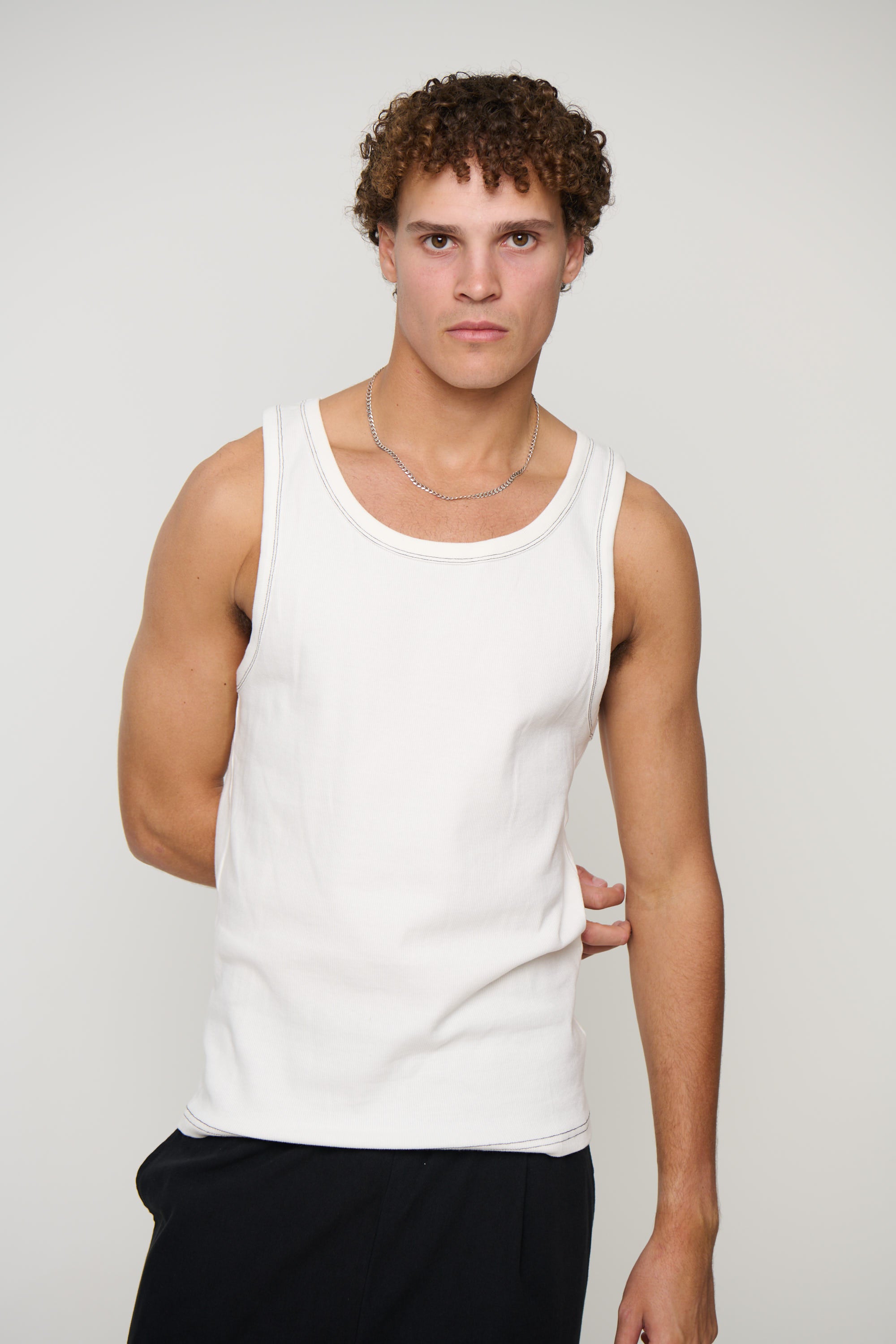 NTH Fitted Ribbed Tank Contrast